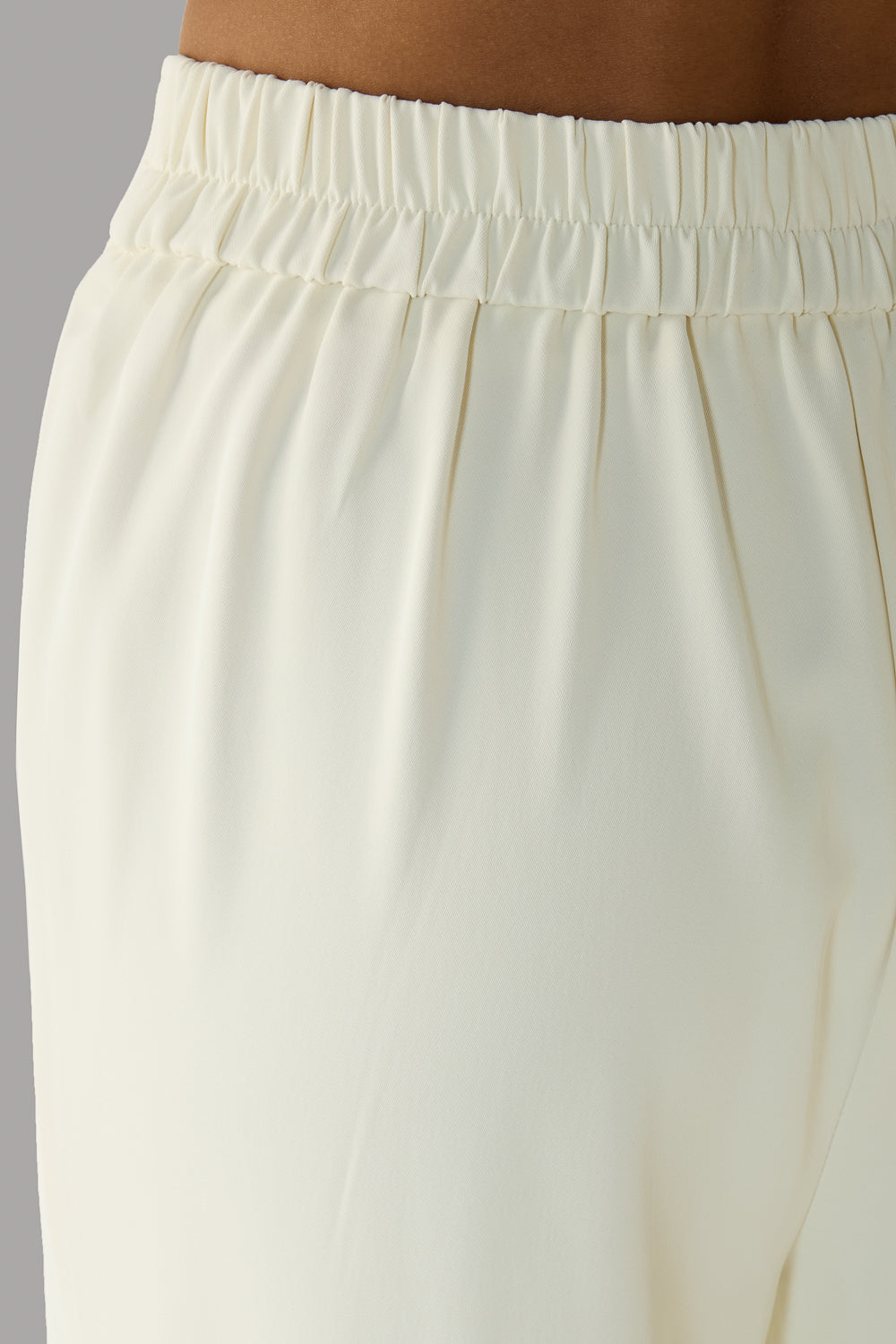 Egret White Knotted Waist Korean Pants