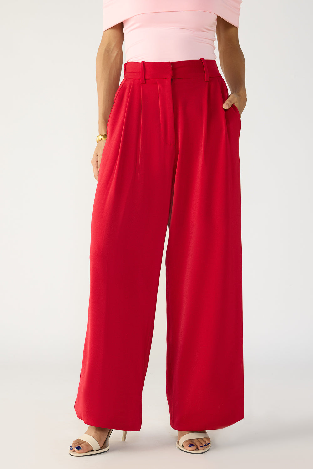 Ruby Red Adjustable Korean Pants