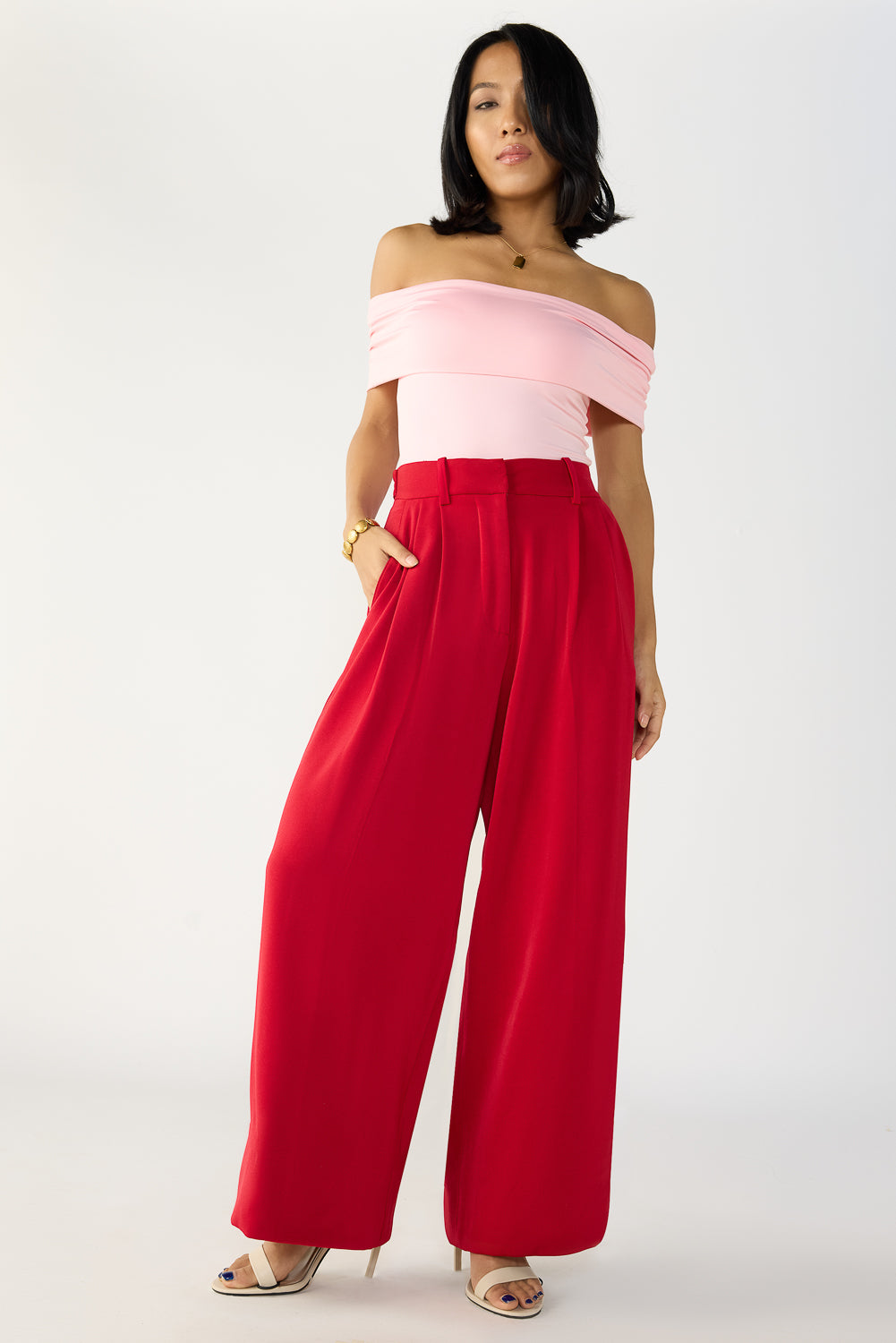 Ruby Red Adjustable Korean Pants