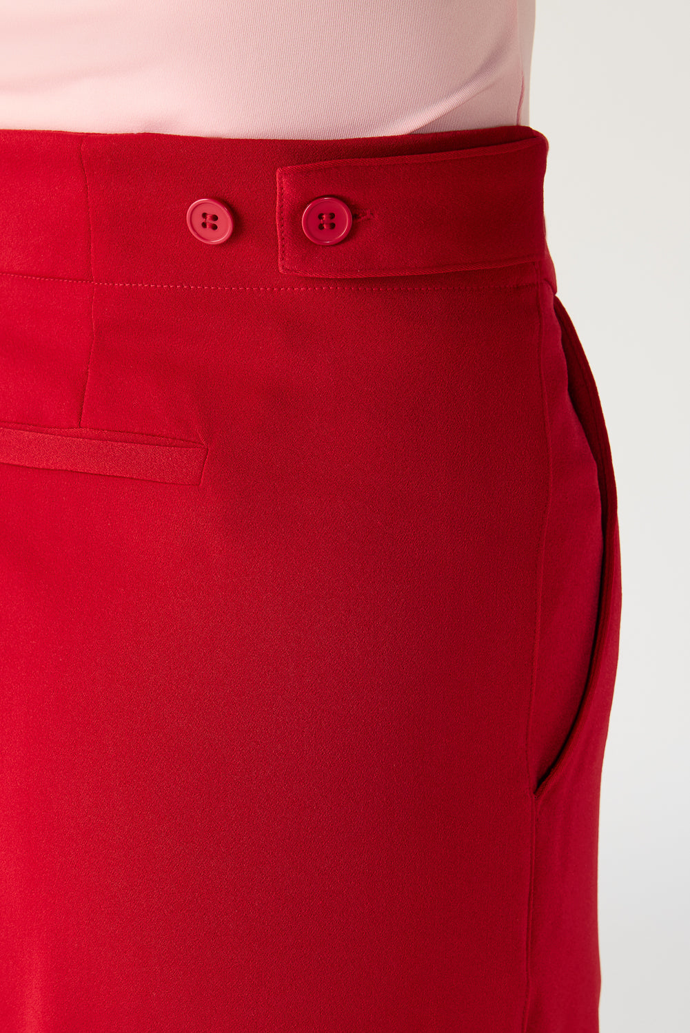 Classic Red Pleated Korean Pants