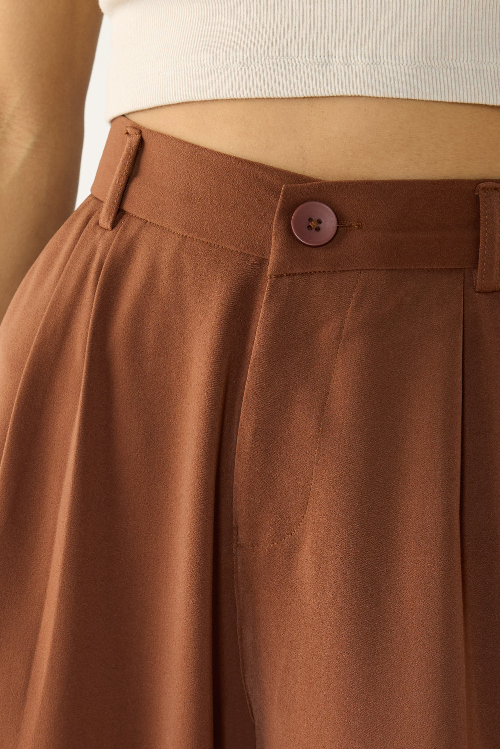 Ganache Brown Double Pleated Korean Pants