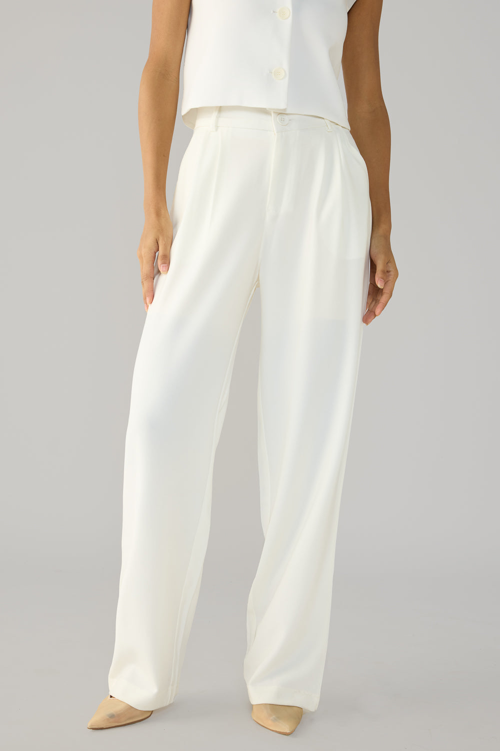 Off White Double Pleated Korean Pants