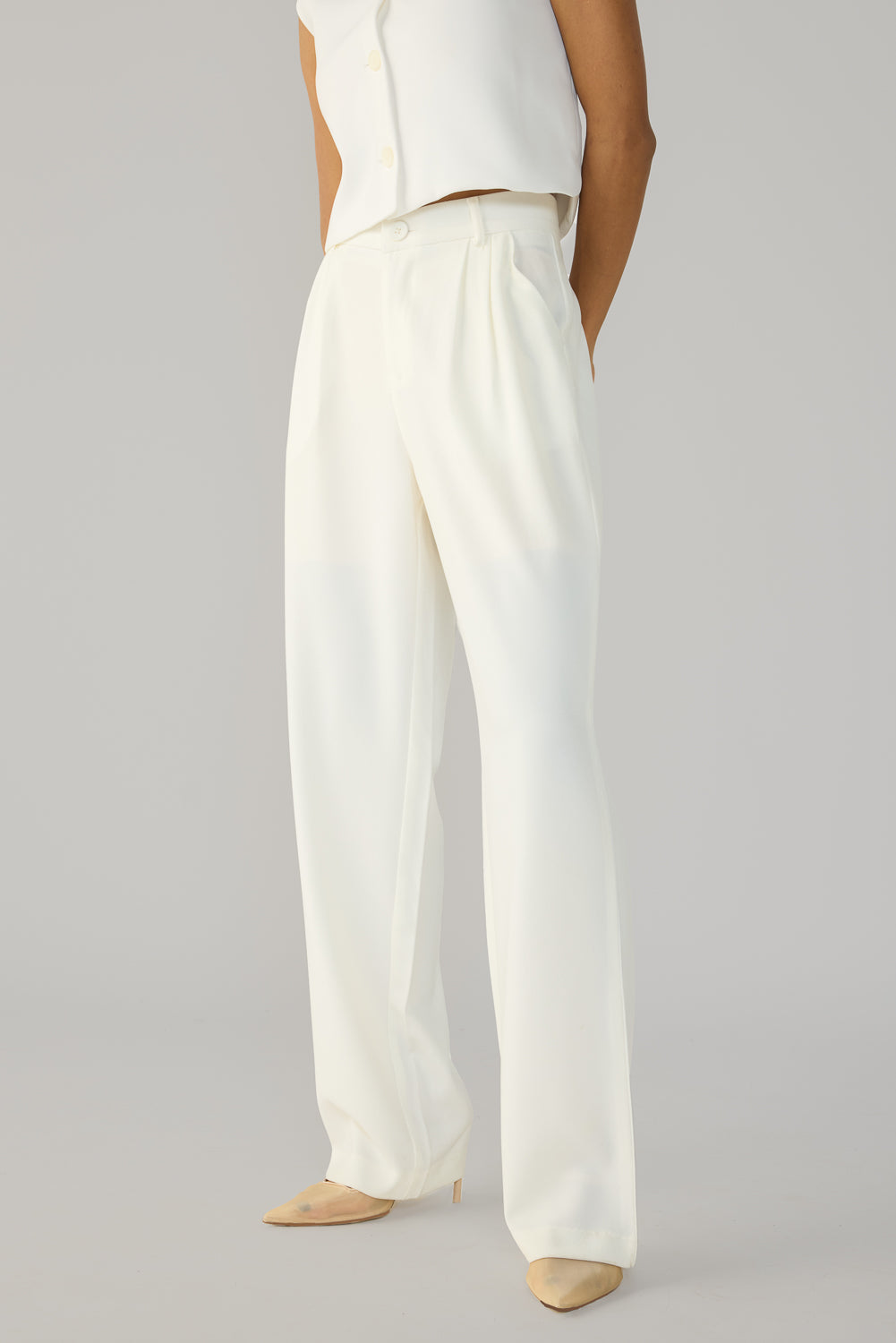 Off White Double Pleated Korean Pants