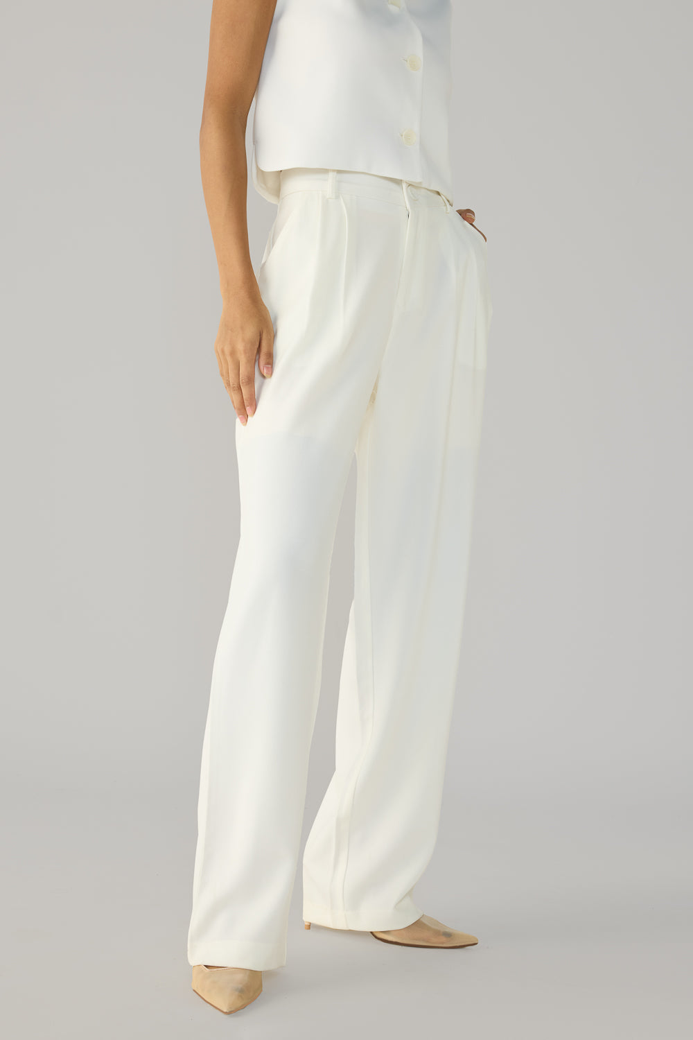 Off White Double Pleated Korean Pants