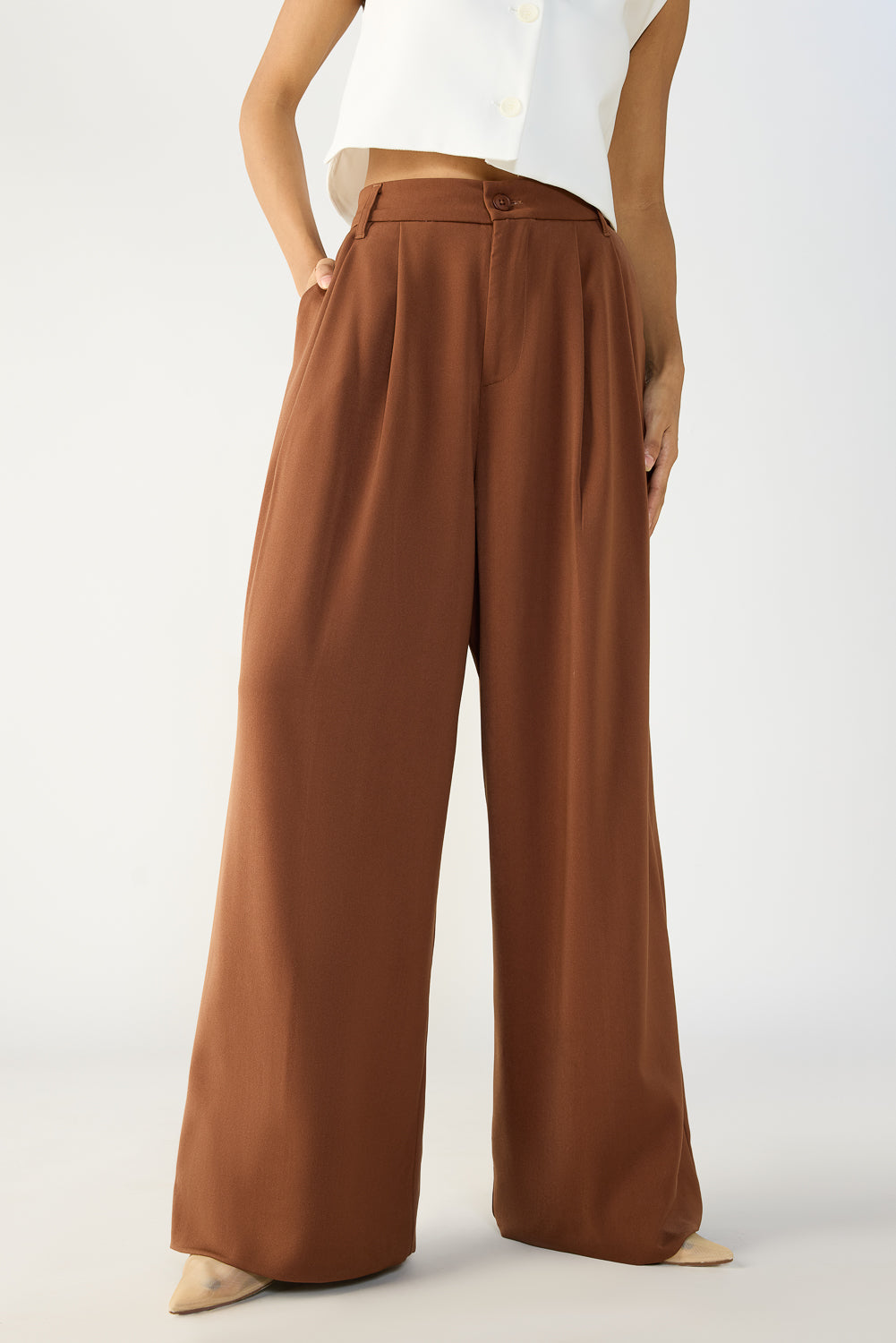 Chocolate Brown Flared Formal Korean Pants