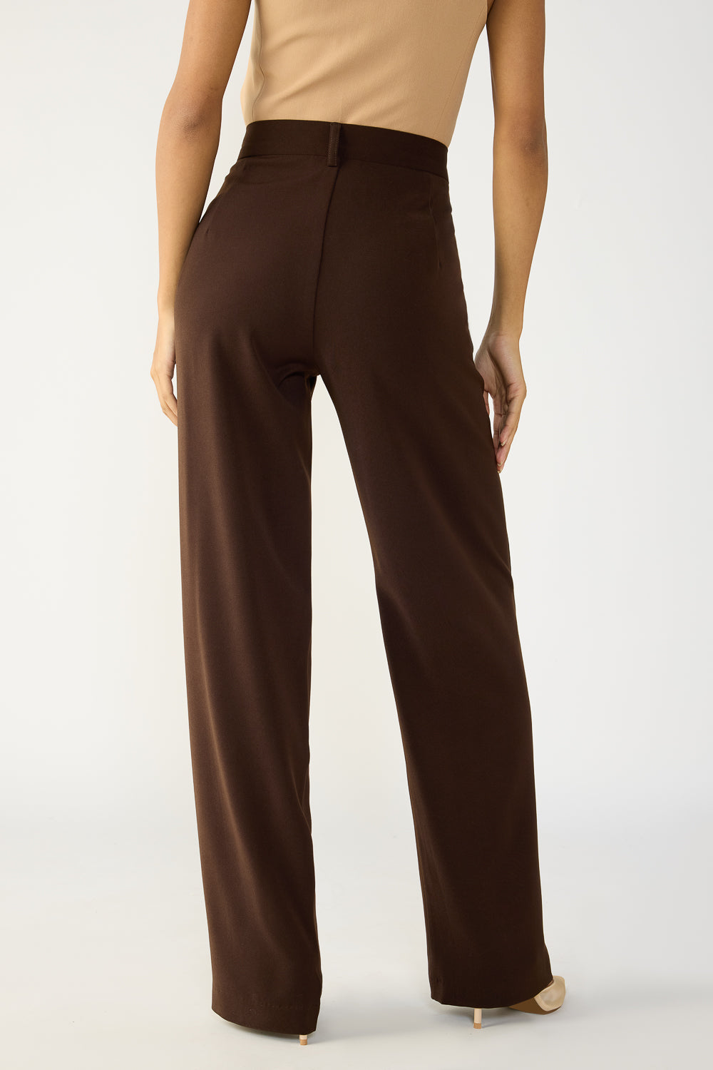 Dark Brown Double Pleated Korean Pants