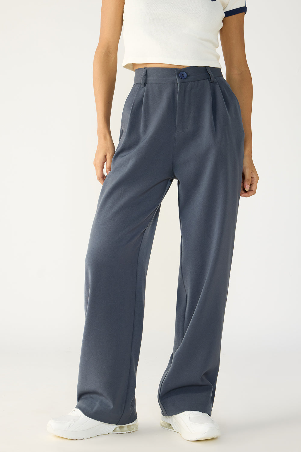 Smoky Grey Pleated Korean Pants