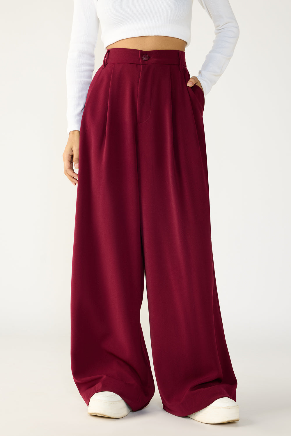 Maroon Flared Formal Korean Pants