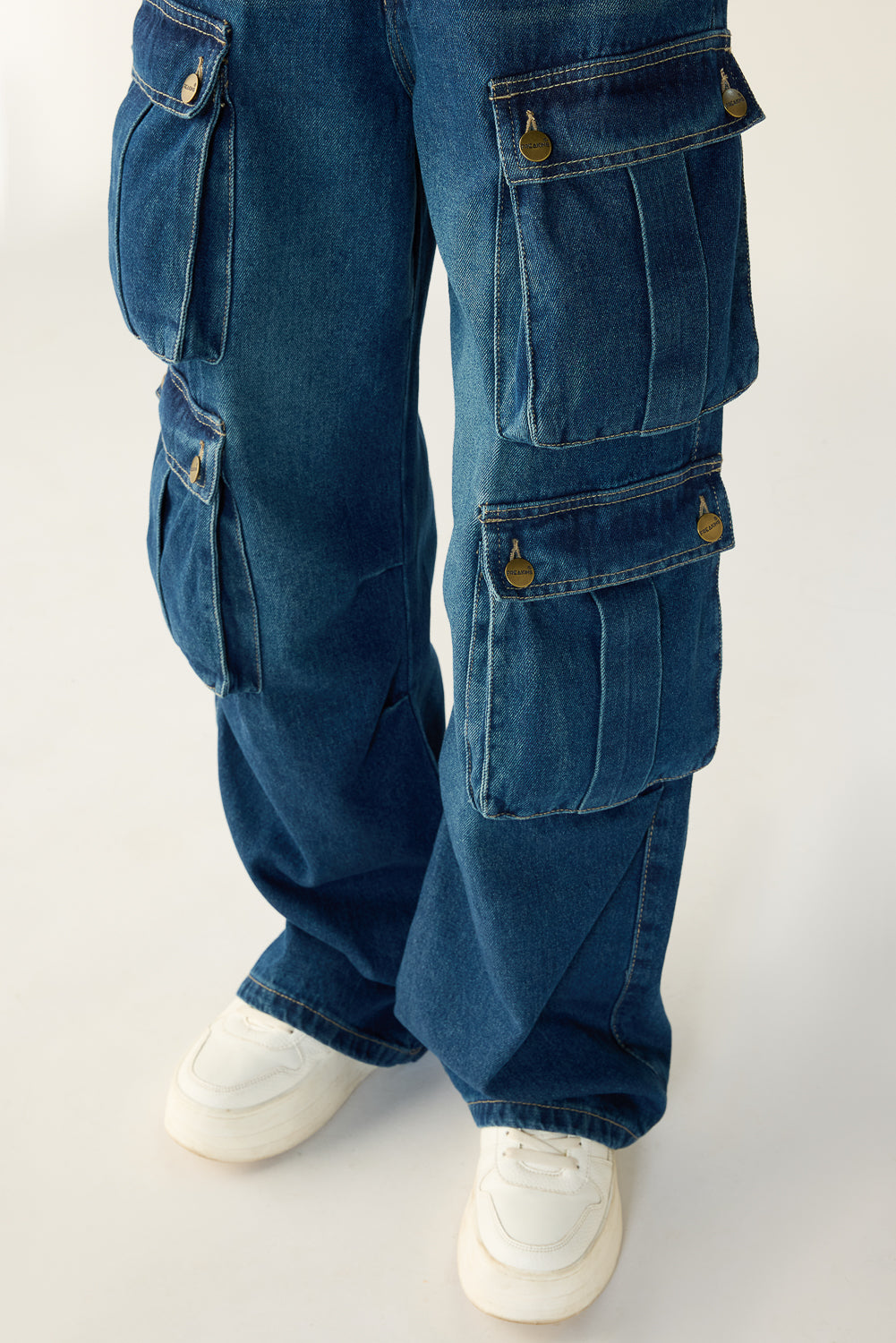【HI FI FNK】Monster Cargo Denim Pants Cargo Denim Pants for Men High Waisted Zip Off Slim Fit