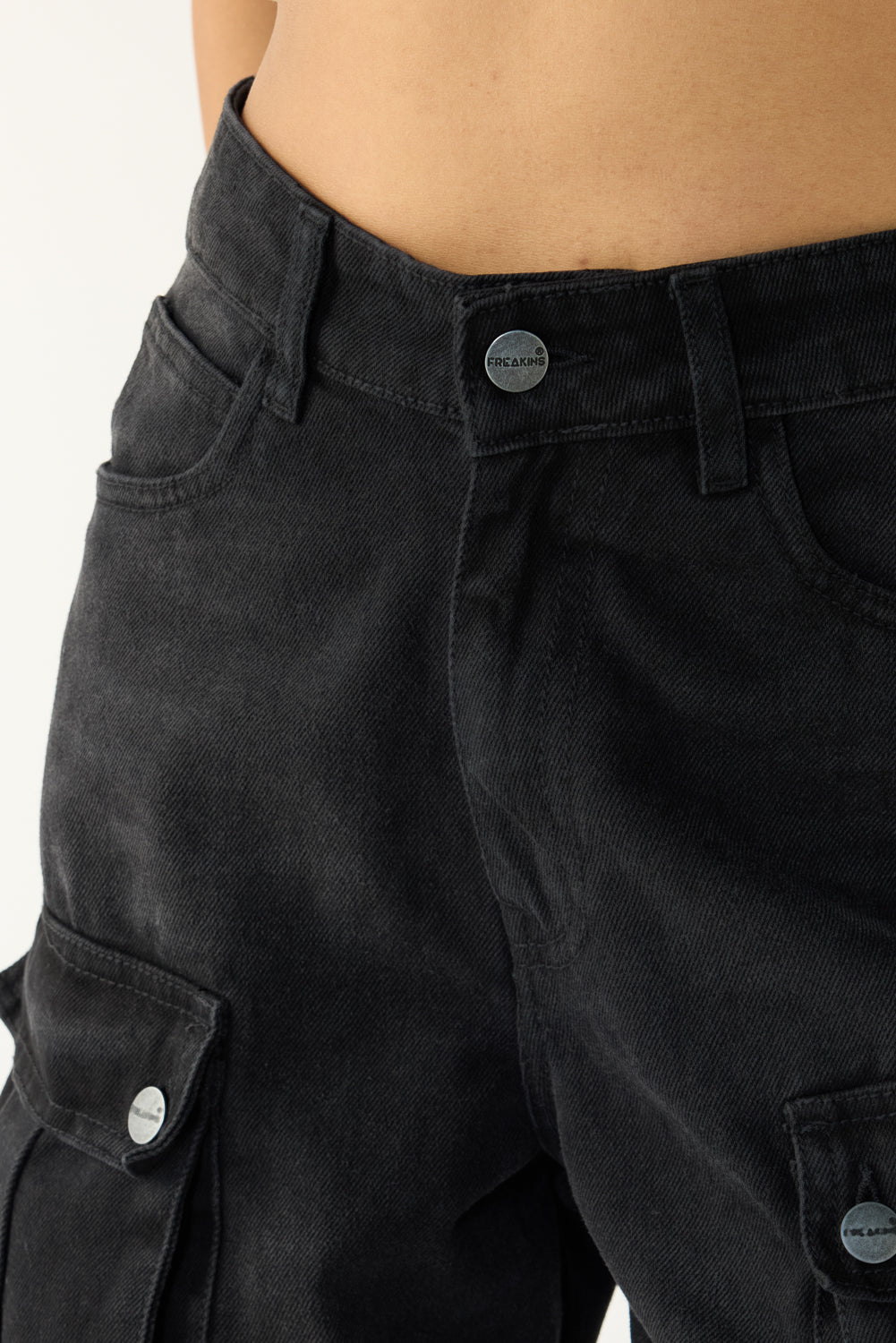 Raven Black Denim Cargo Jeans