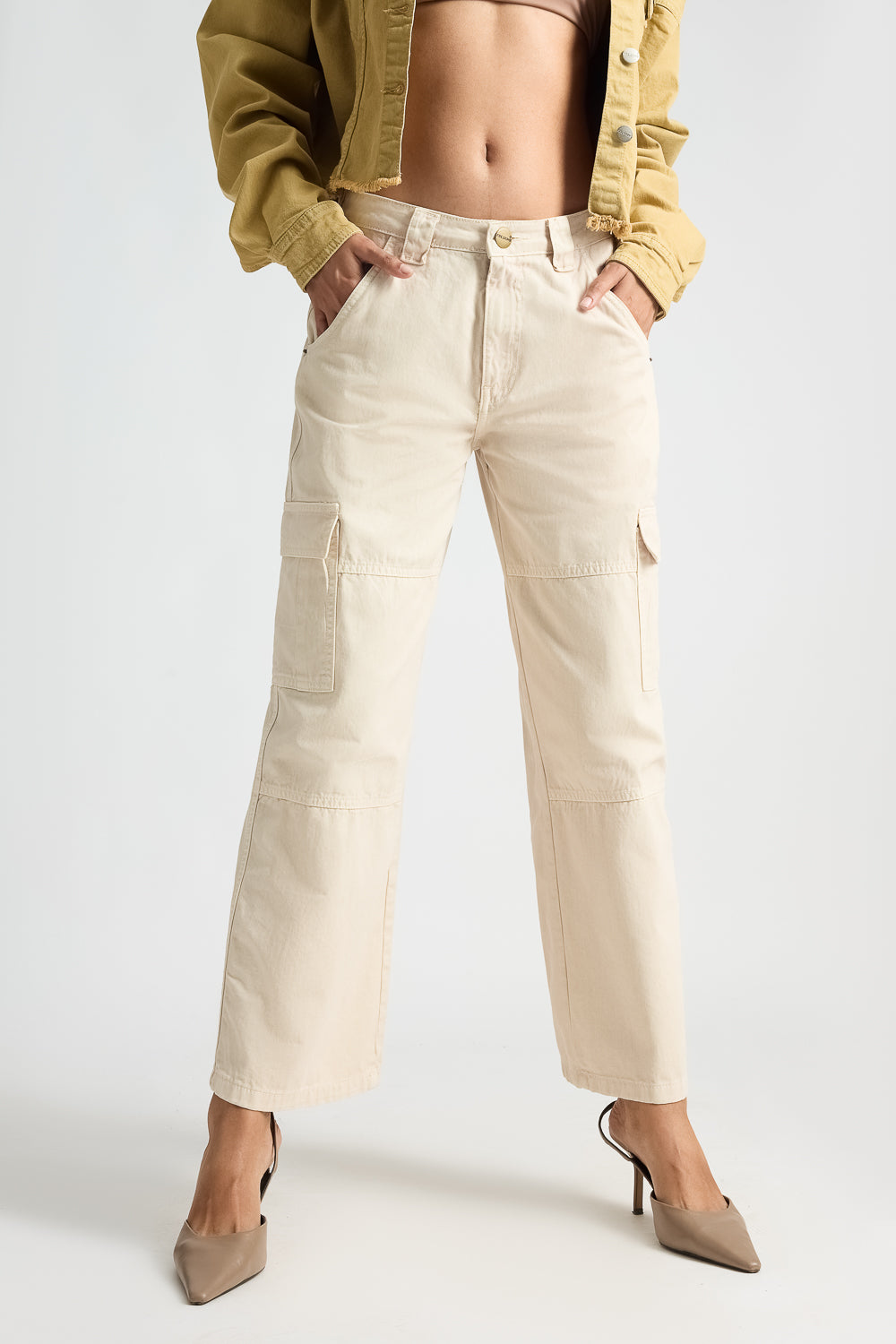 Light Tan Women's Straight Cargo Pants