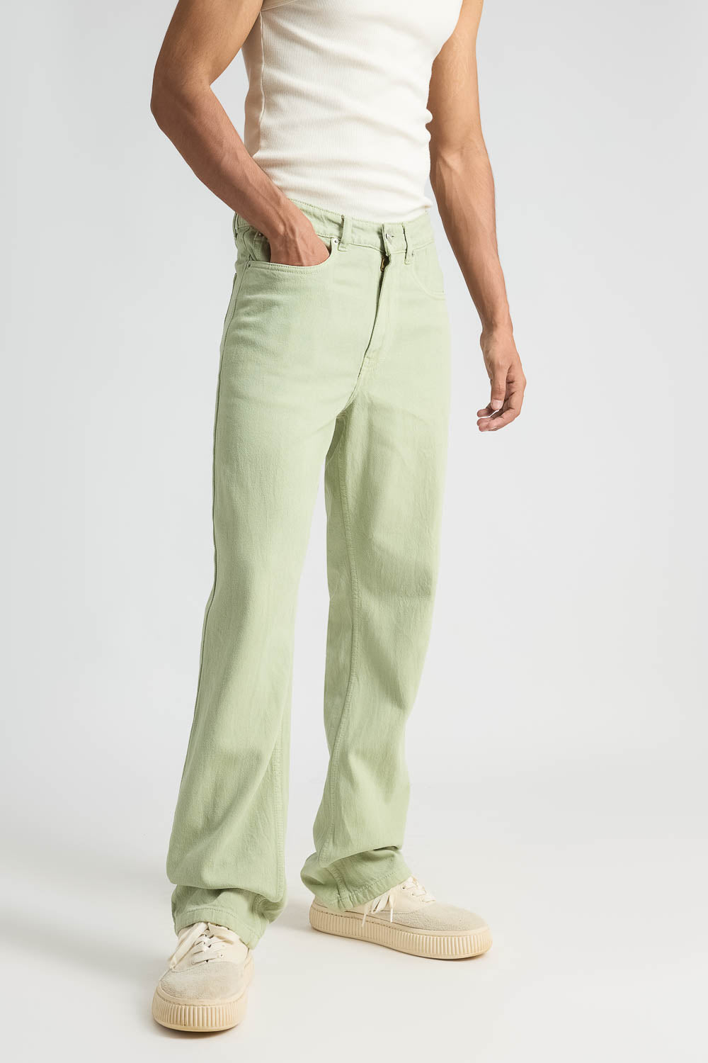 Green straight leg jeans hotsell