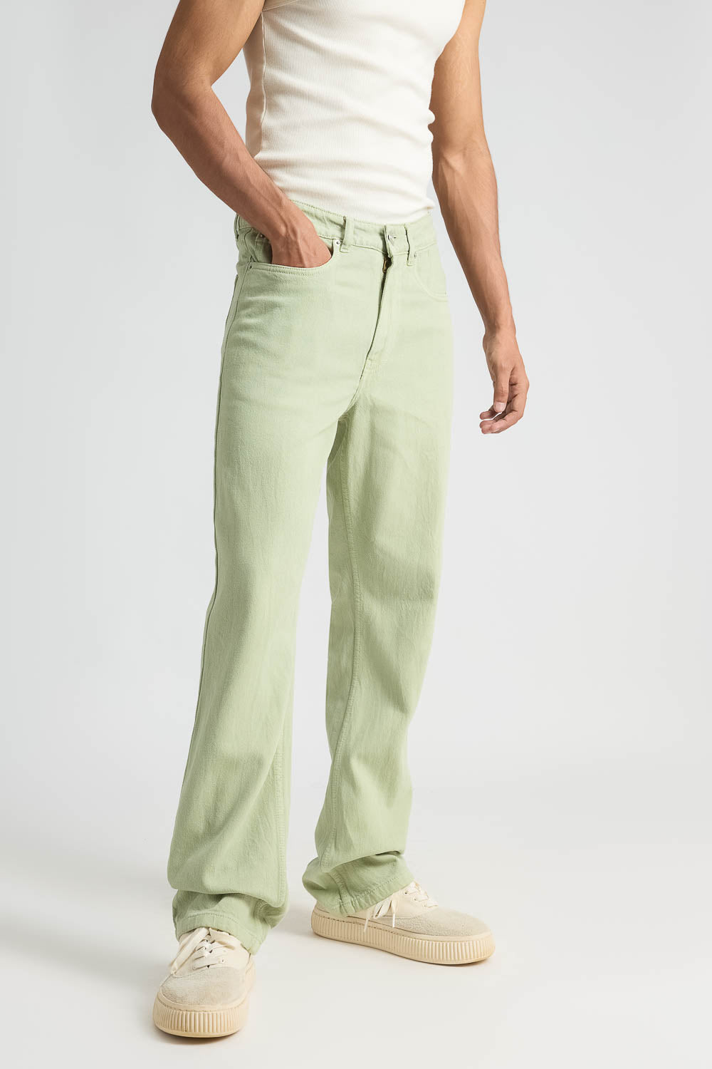Sage Green Men's Straight Fit Jeans