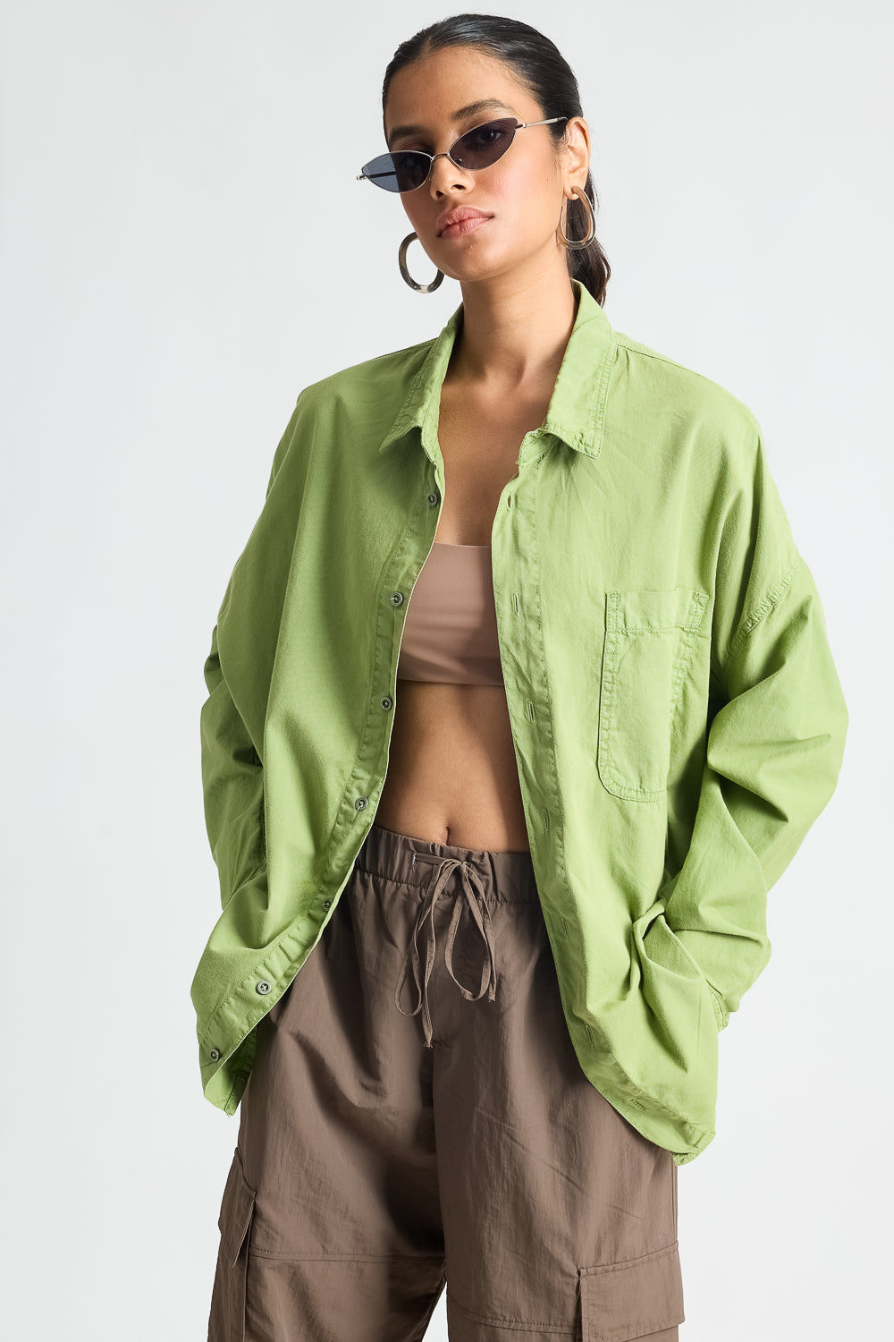 Kiwi Green Long Sleeve Casual Shirt