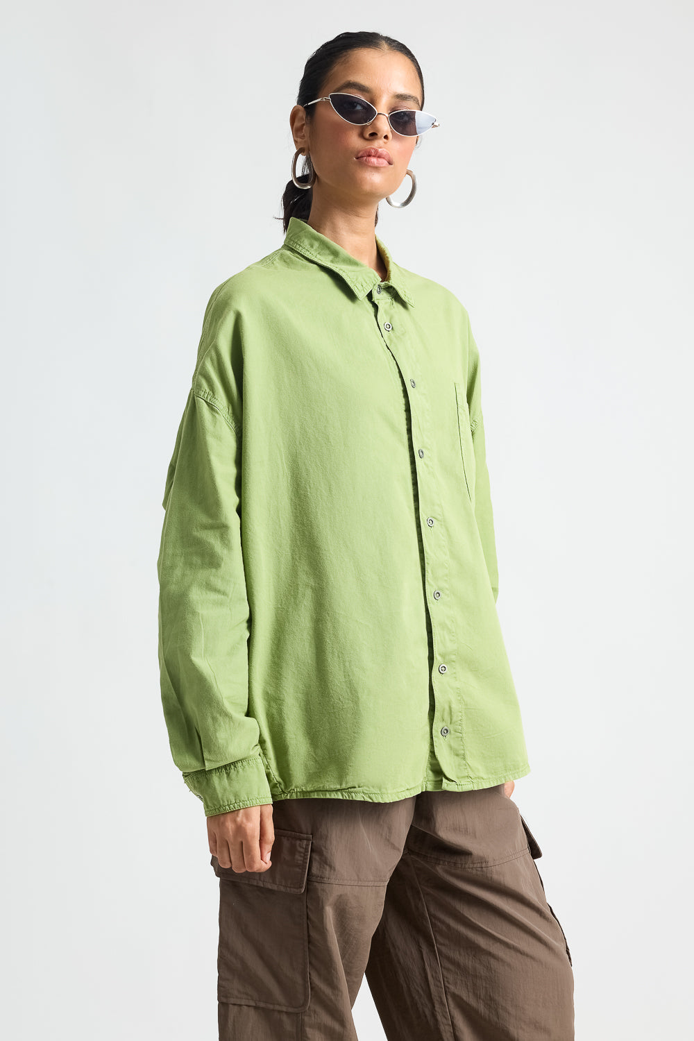 Kiwi Green Long Sleeve Casual Shirt