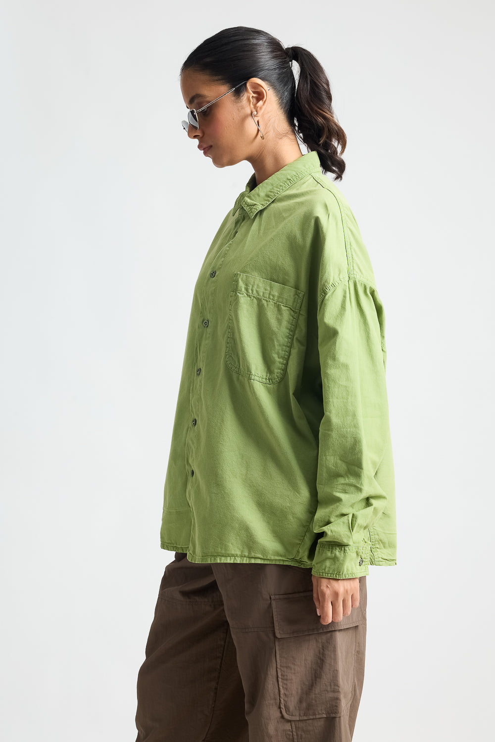 Kiwi Green Long Sleeve Casual Shirt