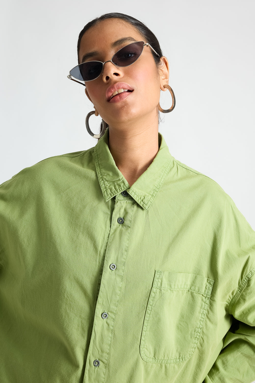 Kiwi Green Long Sleeve Casual Shirt