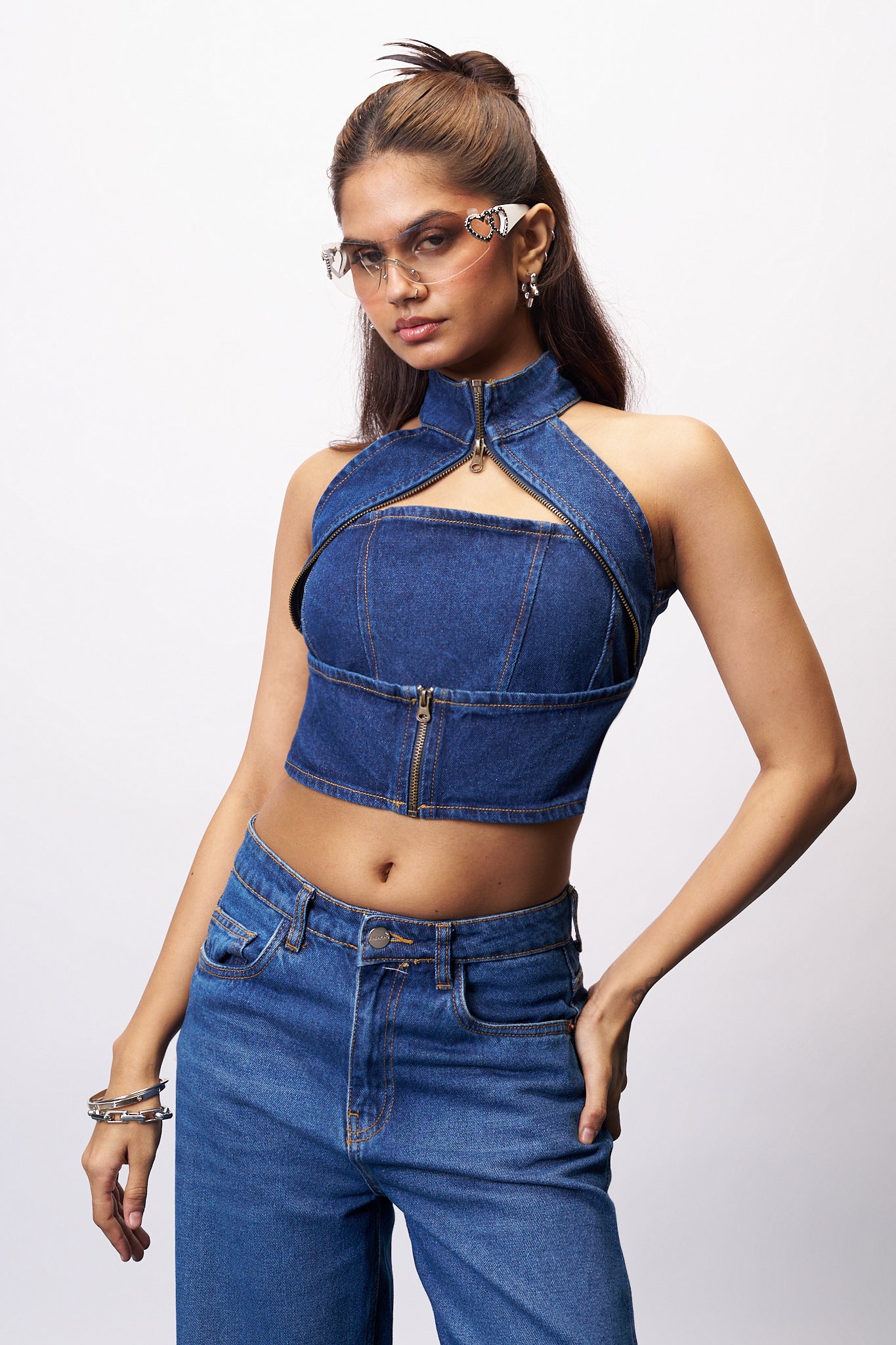 Indigo Enigma Gothic Chained Denim Top