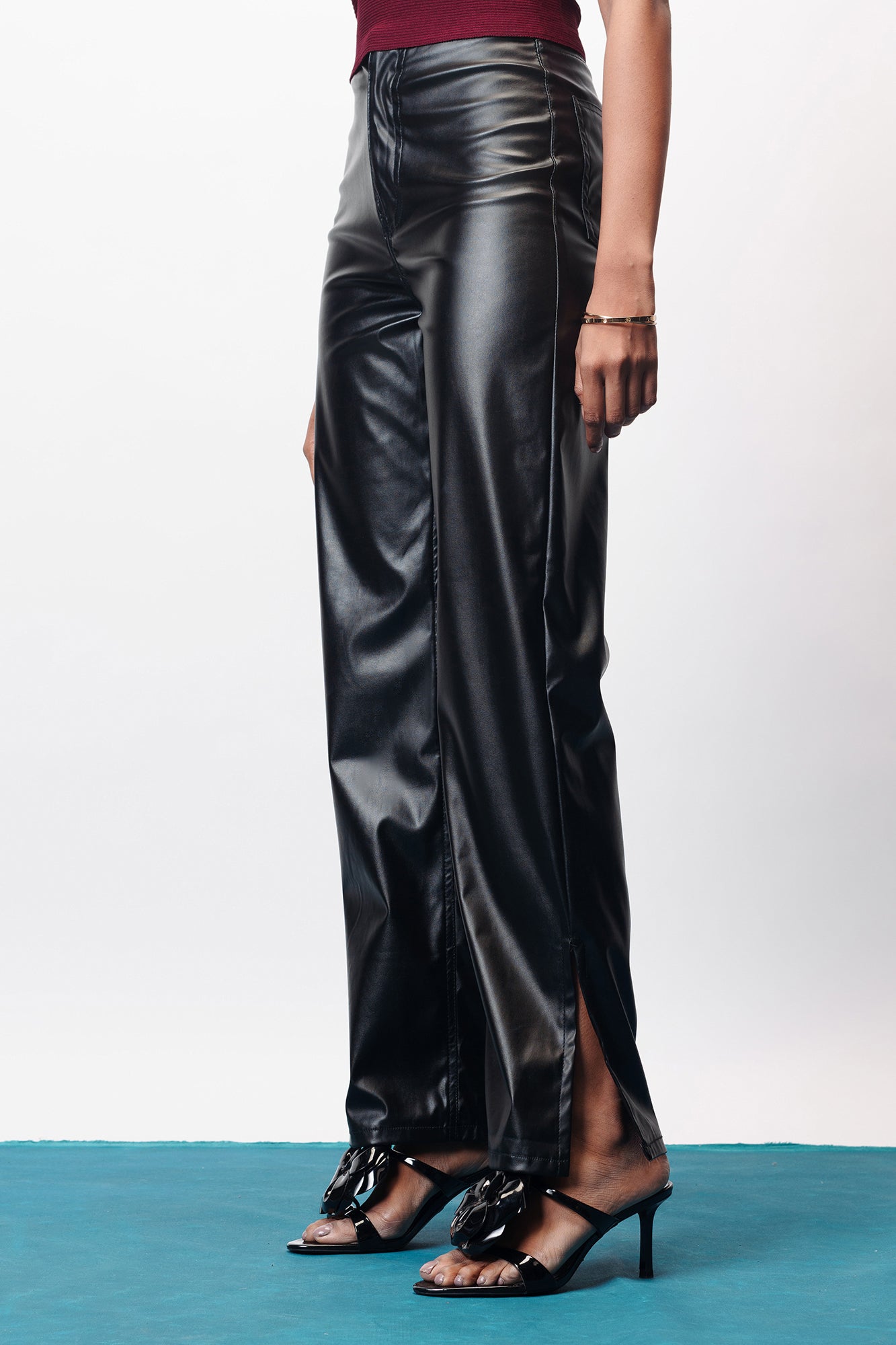 Iconic Slit Hem Leather Pants