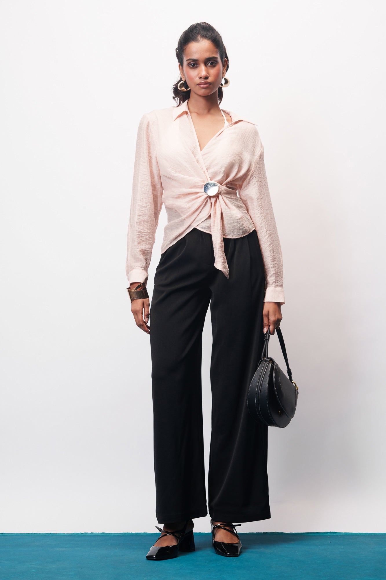 City Black Adjustable Women's Wide Korean Pants