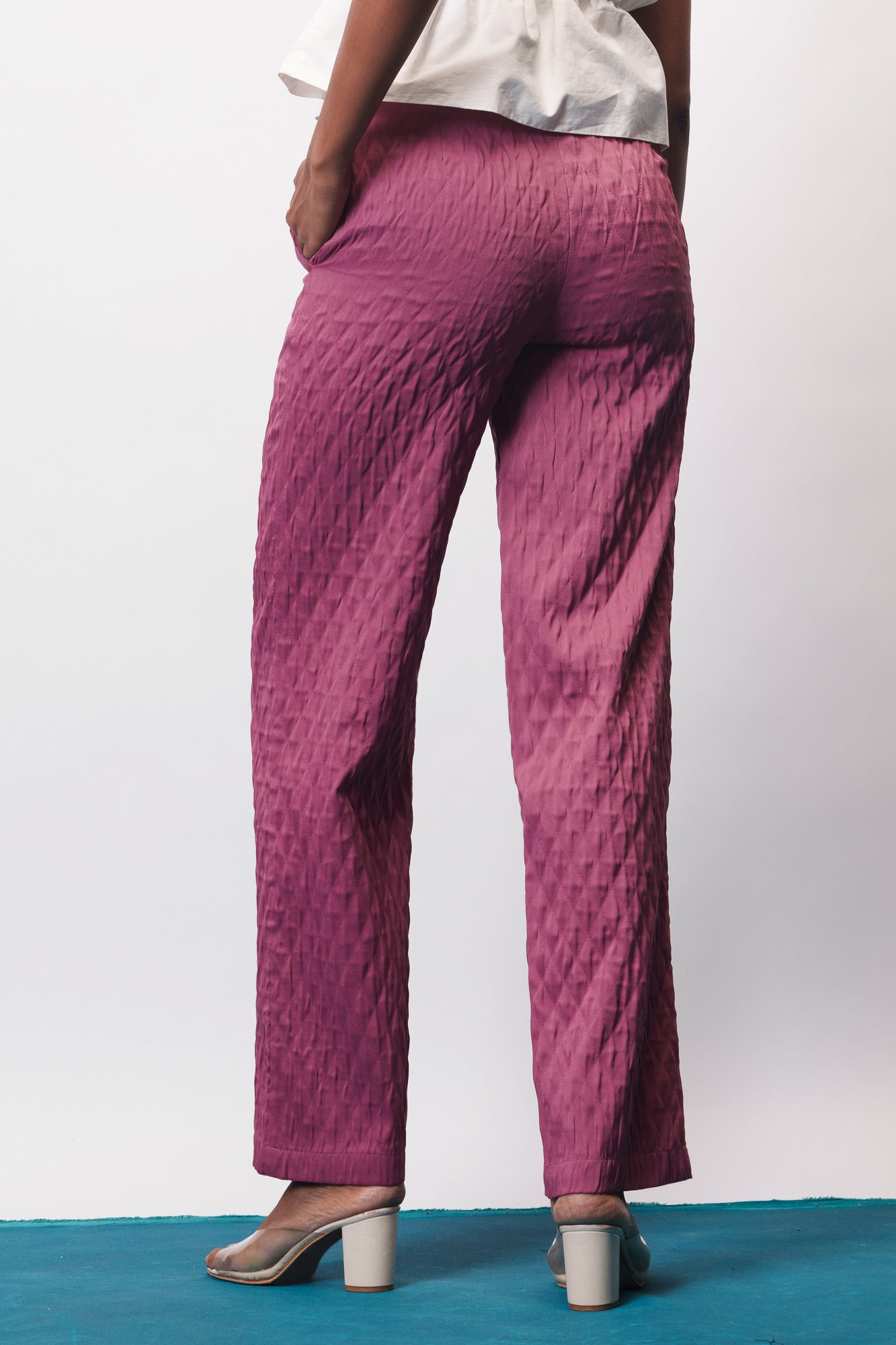 Taffy Pink Textured Korean Pants