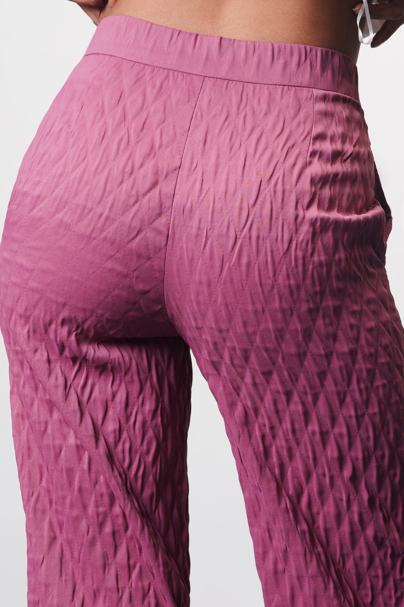 Taffy Pink Textured Korean Pants