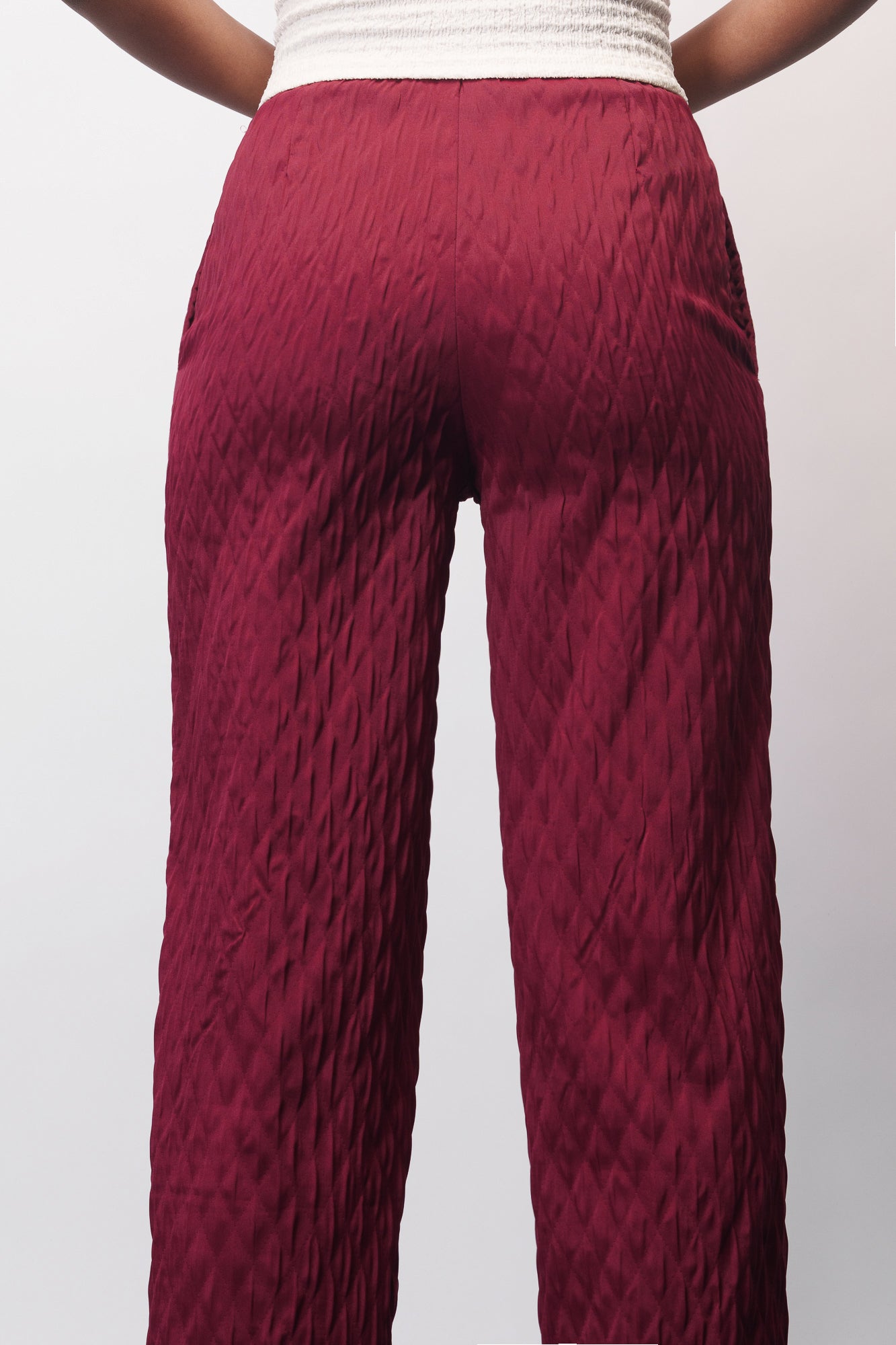 Dark Scarlet Textured Korean Pants