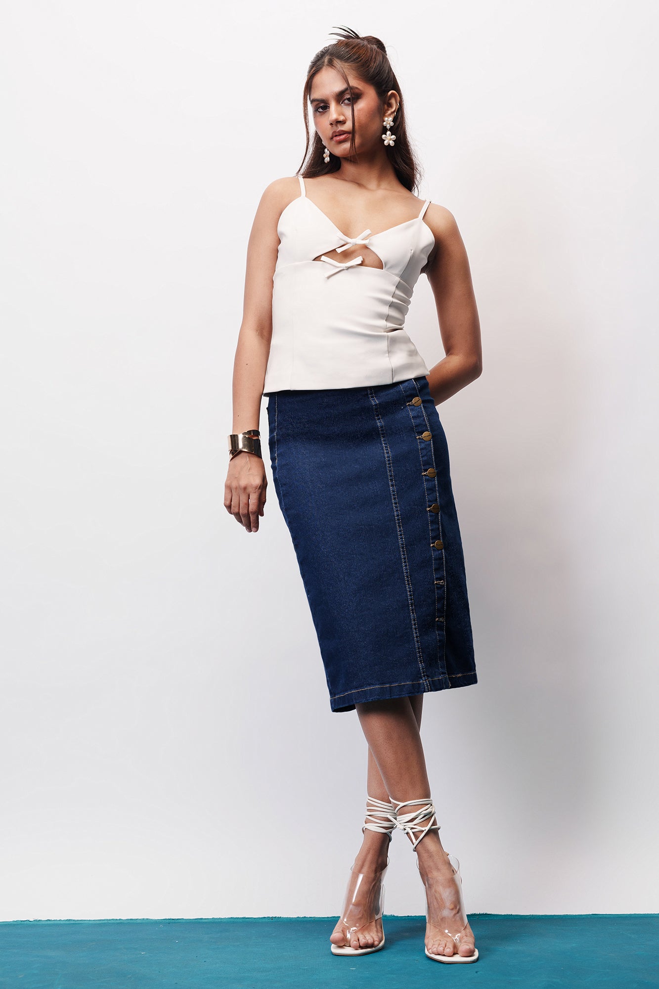 Modern Blue Denim Bodycon Skirt