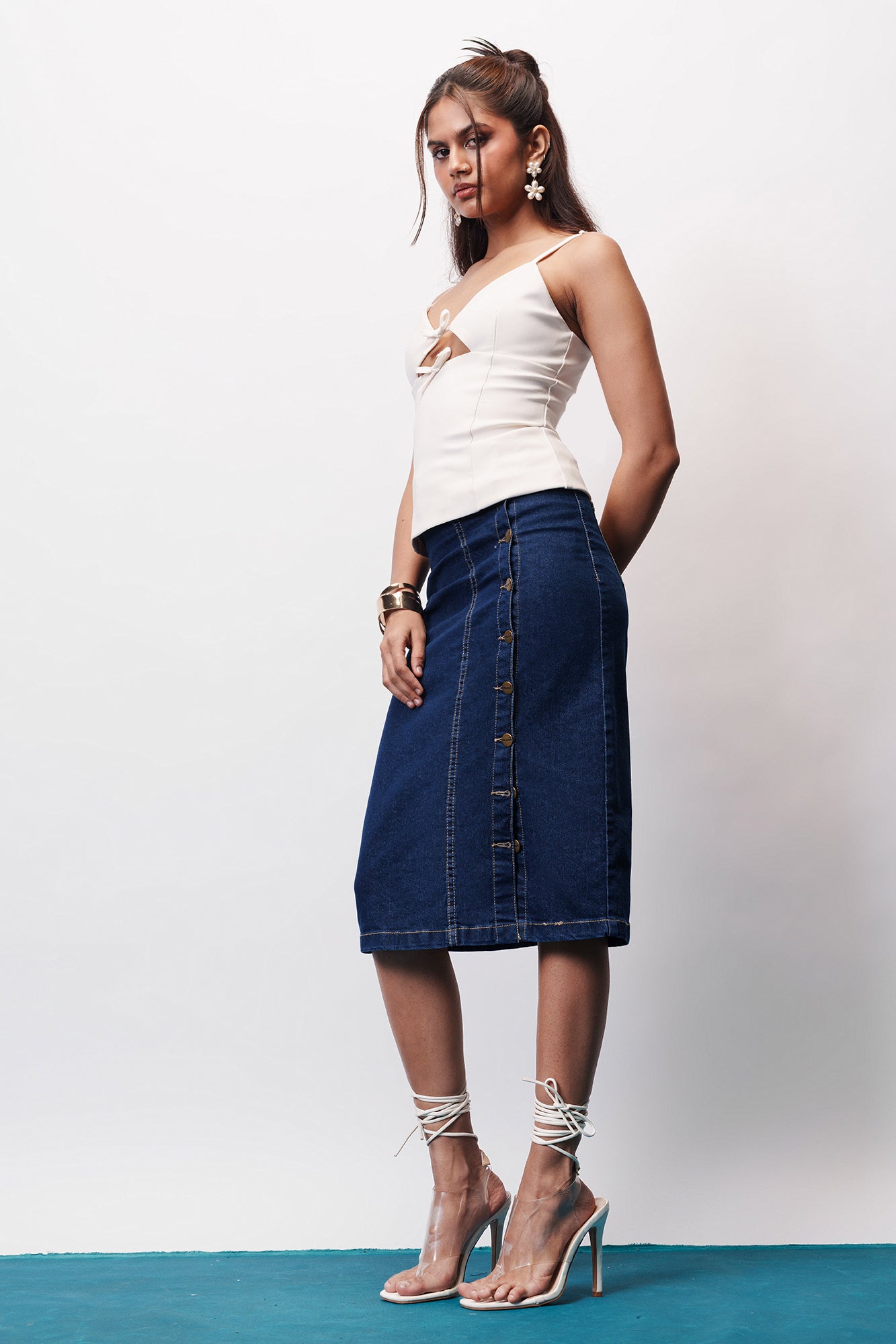 Modern Blue Denim Bodycon Skirt