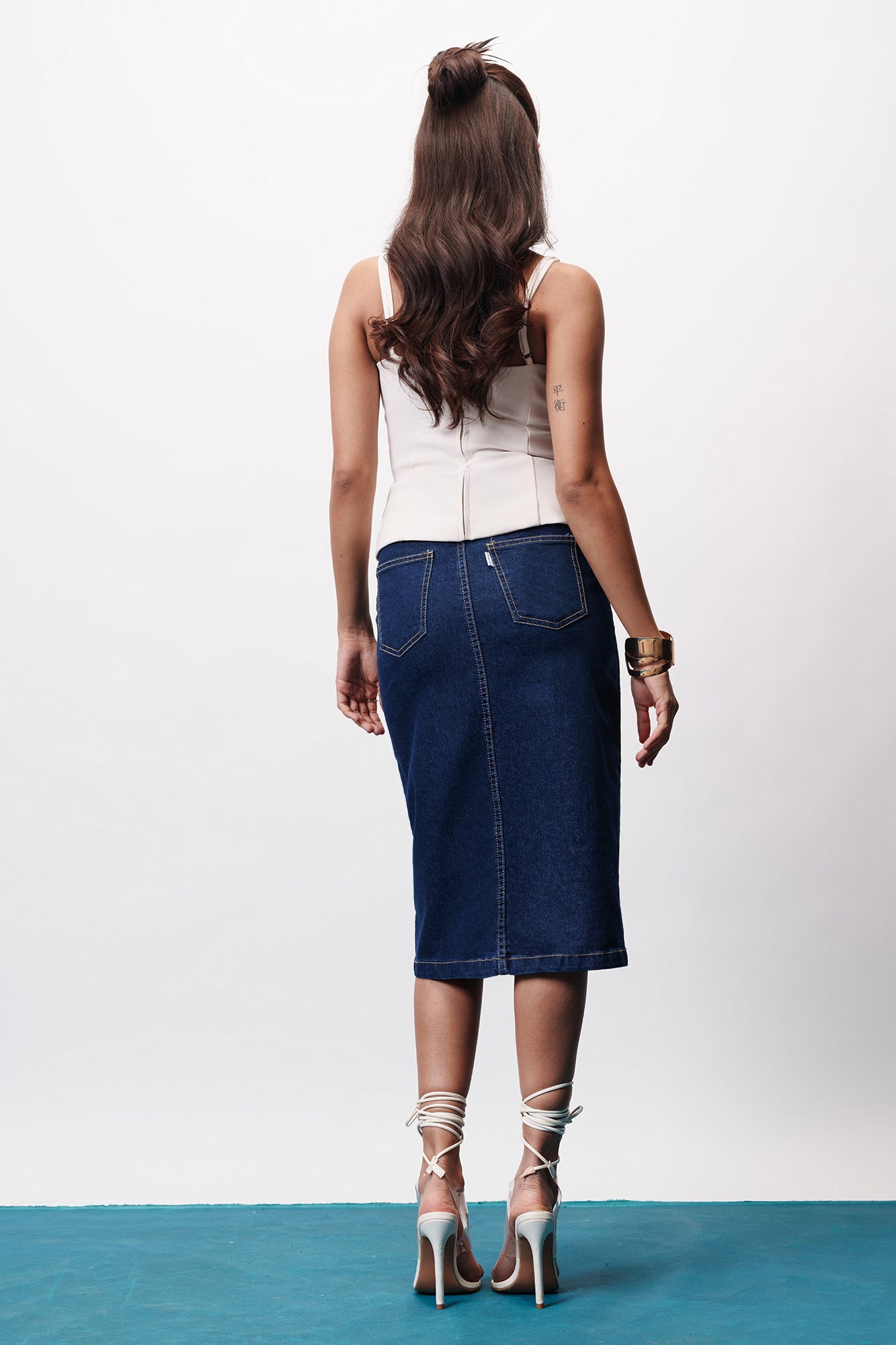 Modern Blue Denim Bodycon Skirt