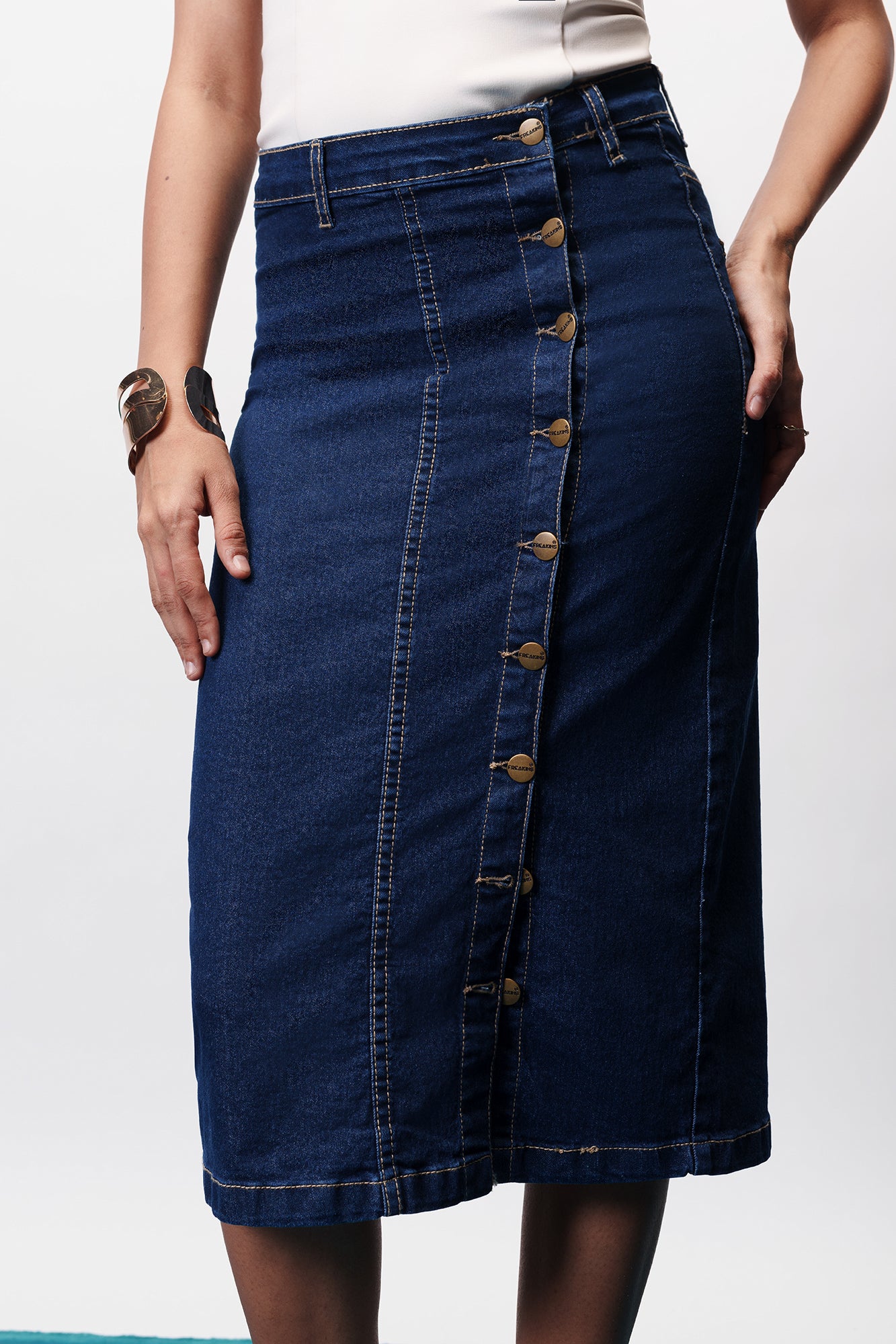 Modern Blue Denim Bodycon Skirt