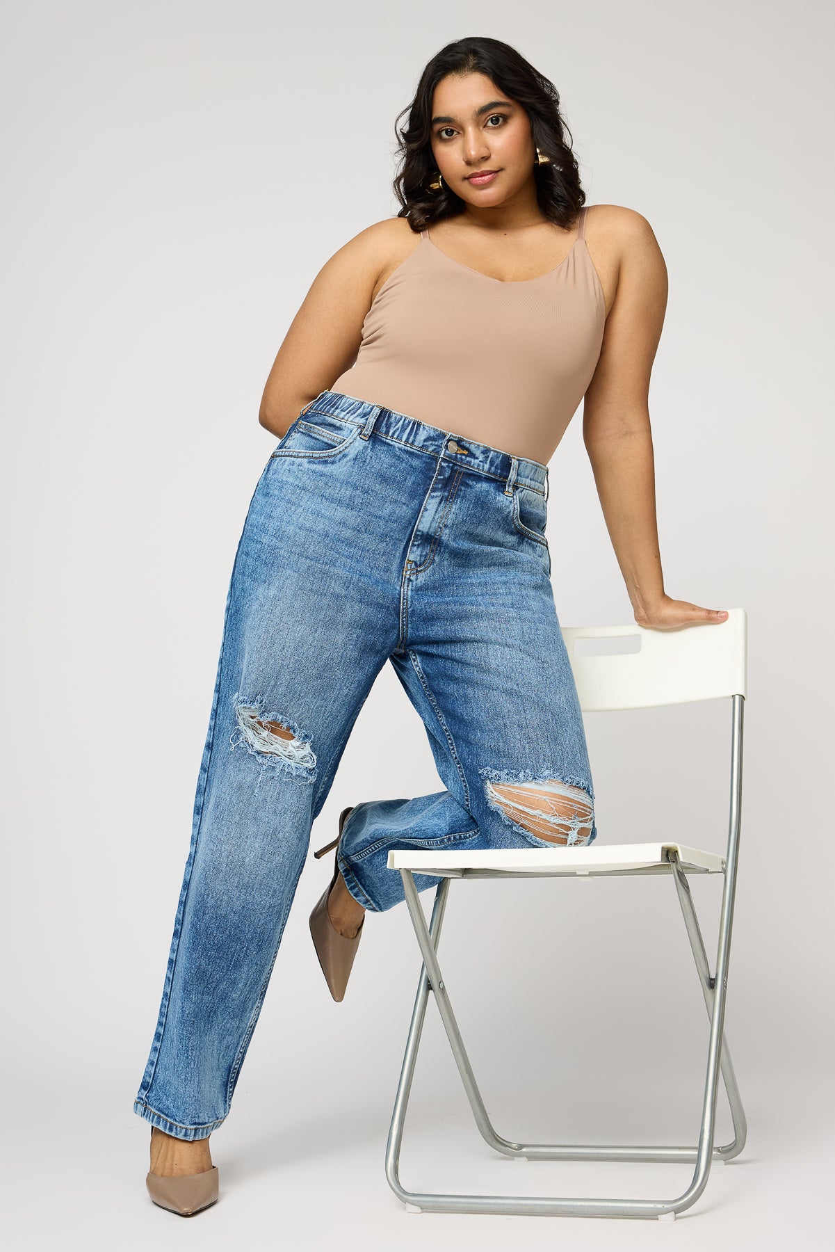 Urban Rips Curve Elasticated Mom Jeans