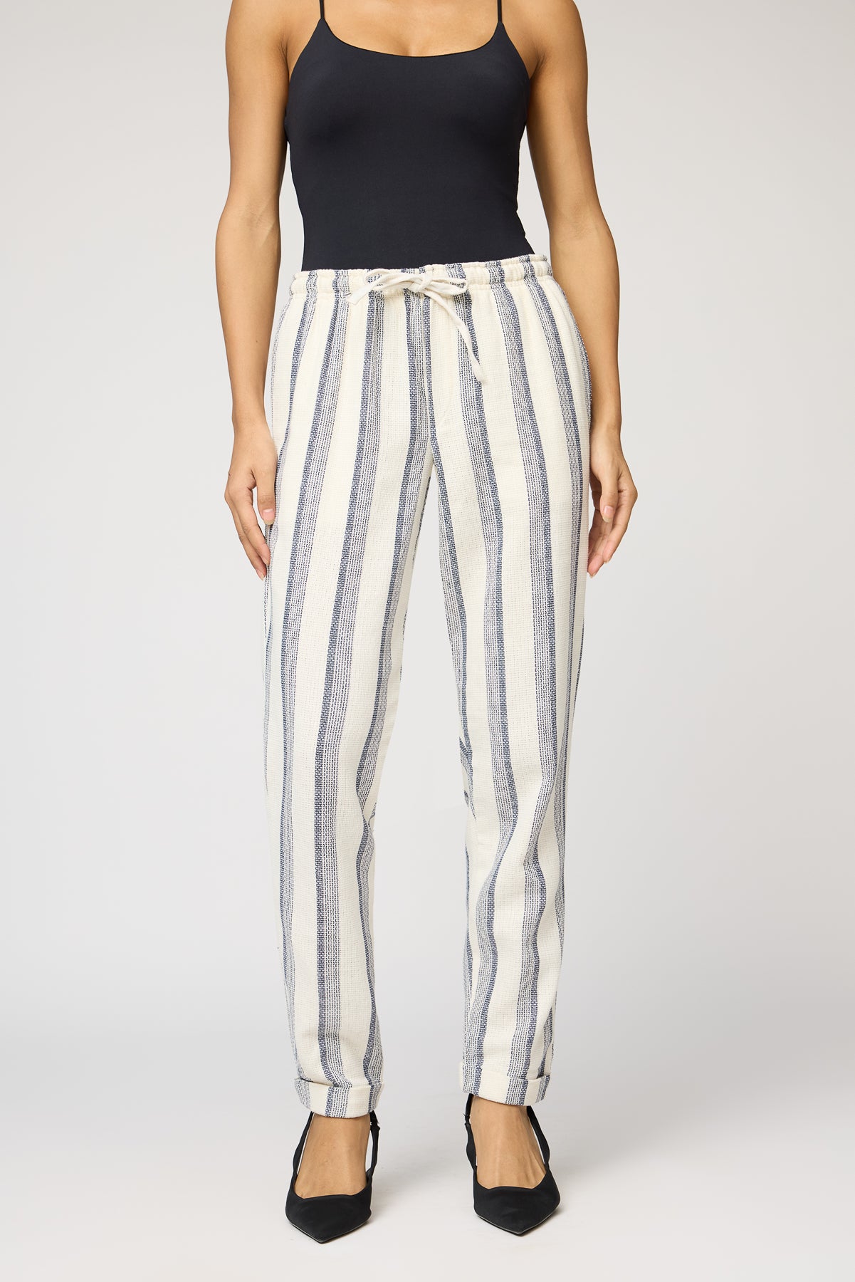 Coastal White and Navy Stripe Pants