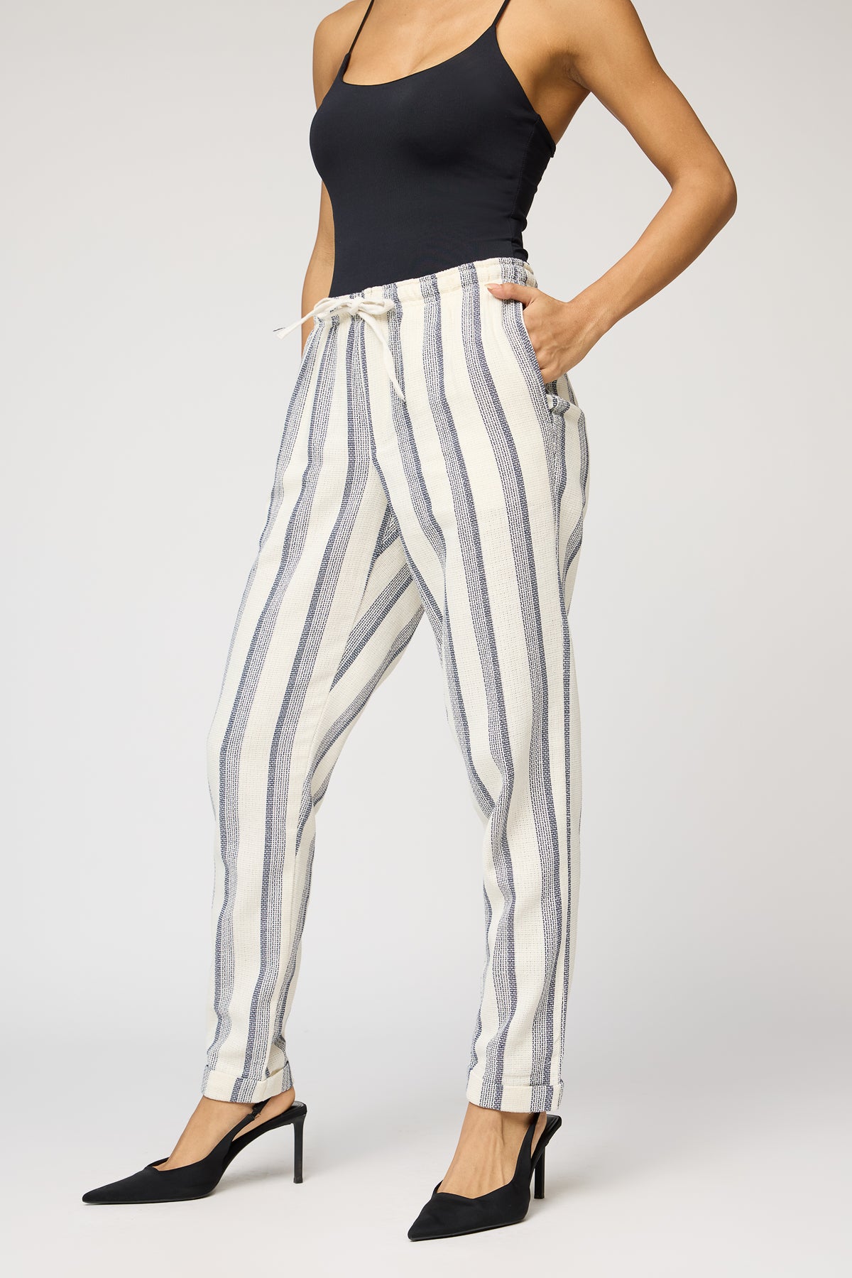 Coastal White and Navy Stripe Pants