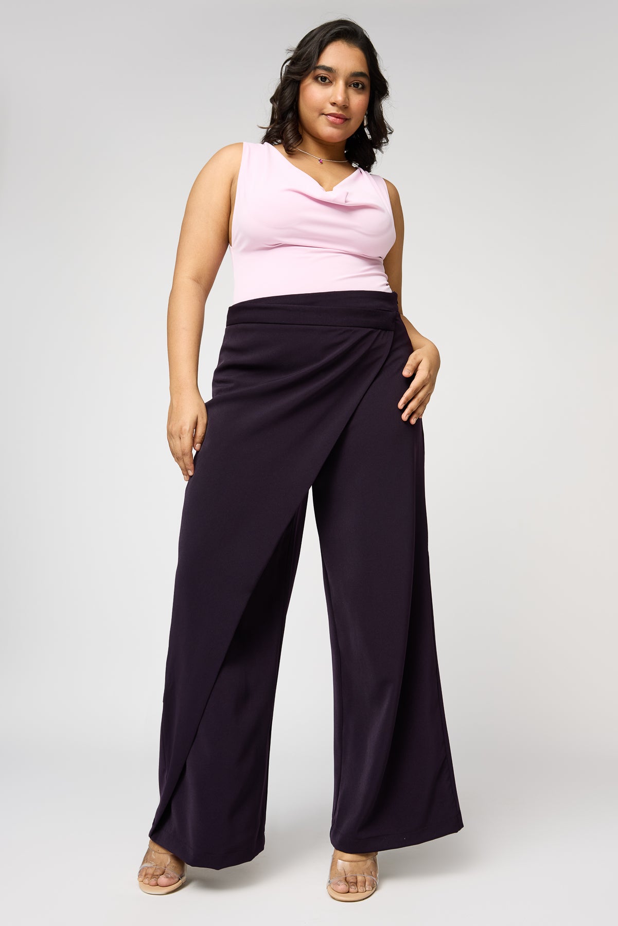韓国商品/TREMINGBIRD Flowing Pleated Layered Pants Flowing Pleated Layered Pants [ Black ] - TREEMINGBIRD