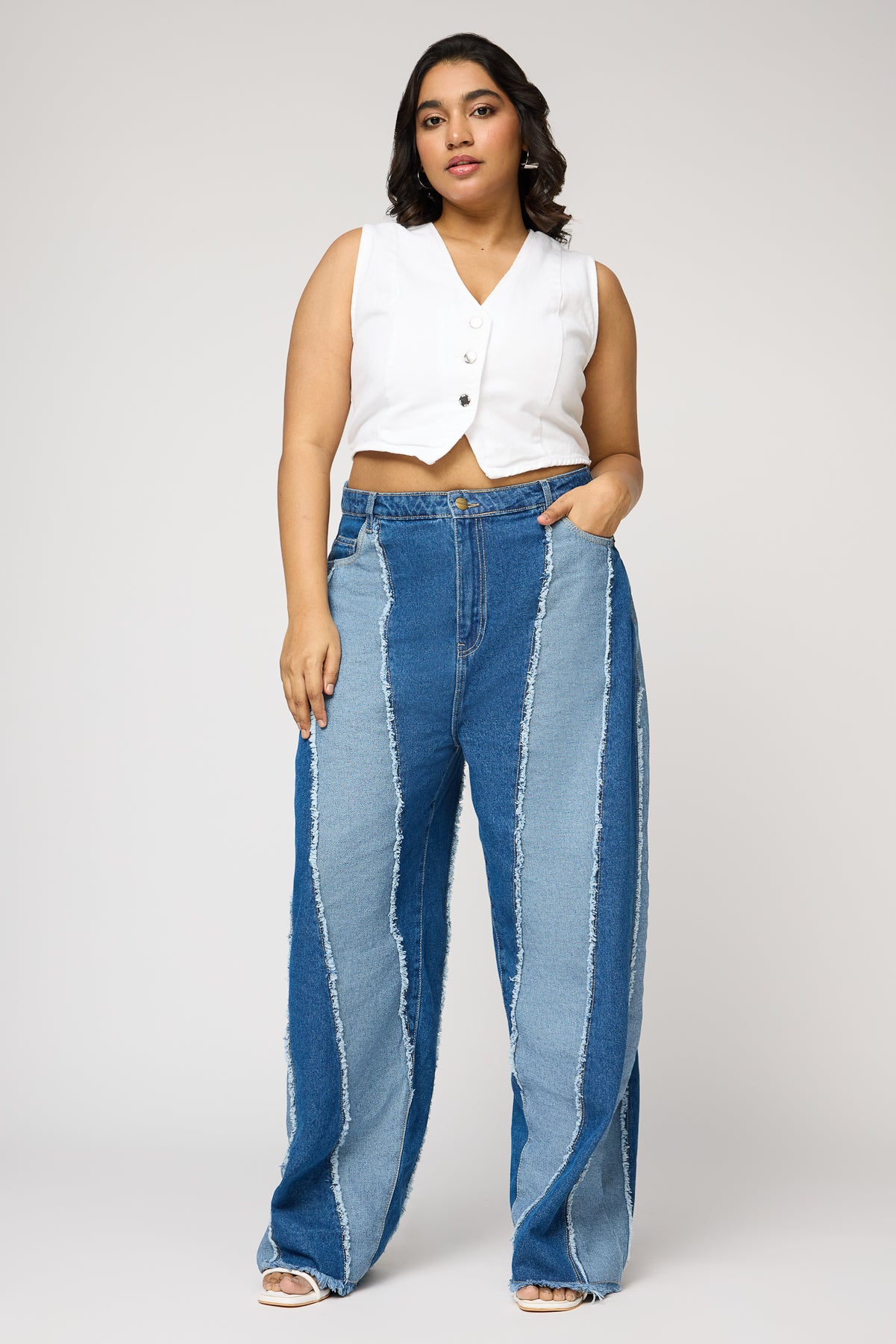 Curve Dual Blue Hue Straight Jeans