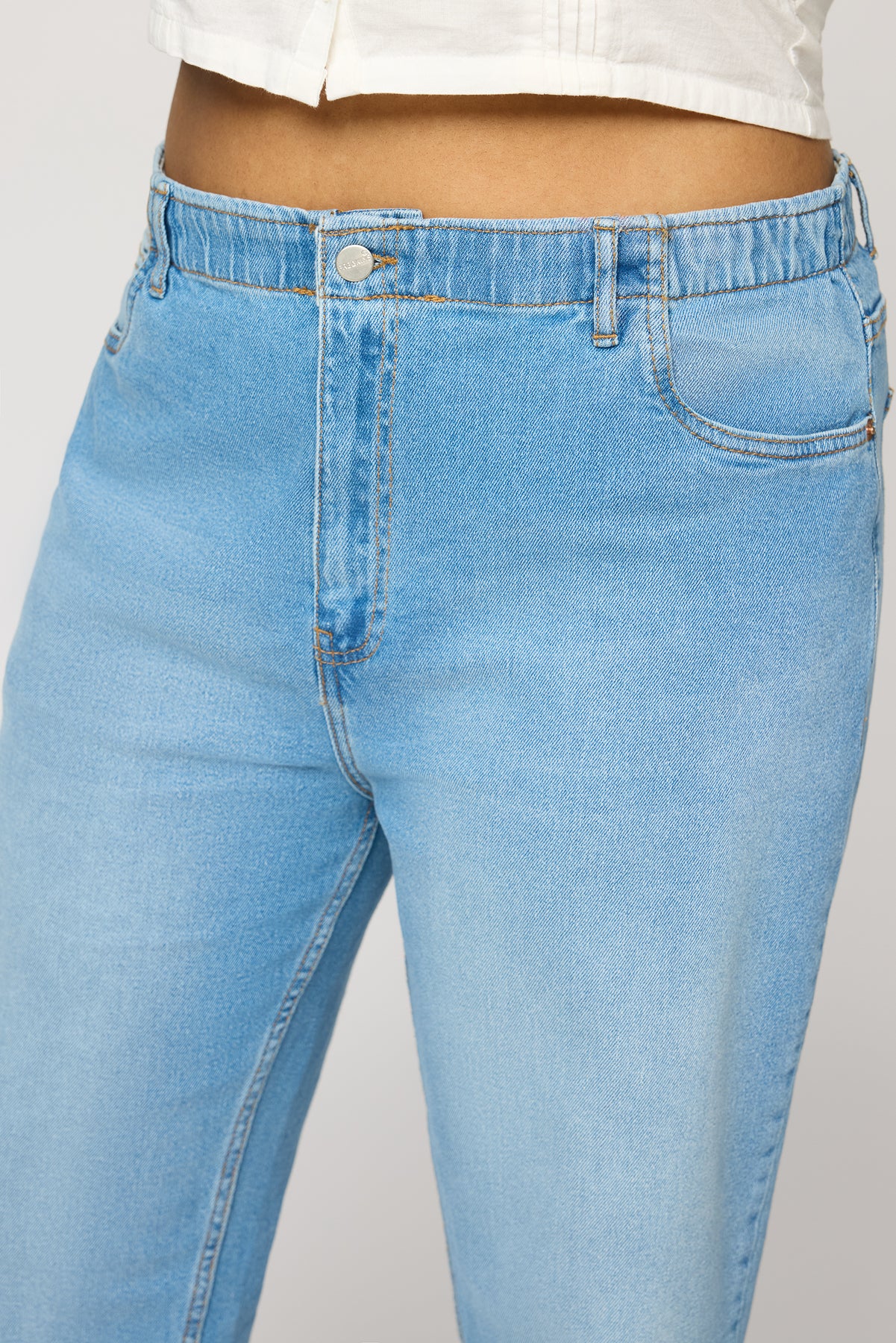 Dynamic Blue Elasticated Curve Mom Jeans