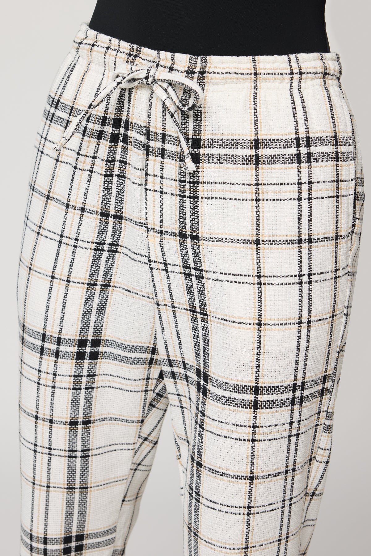 Grid Glam White and Black Checkered Pants