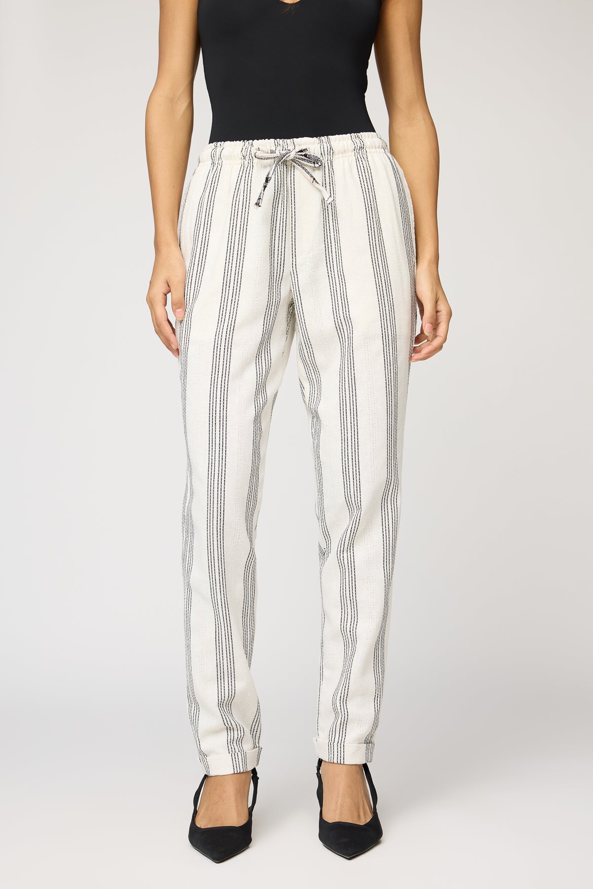 Classic White and Black Stripe Pants