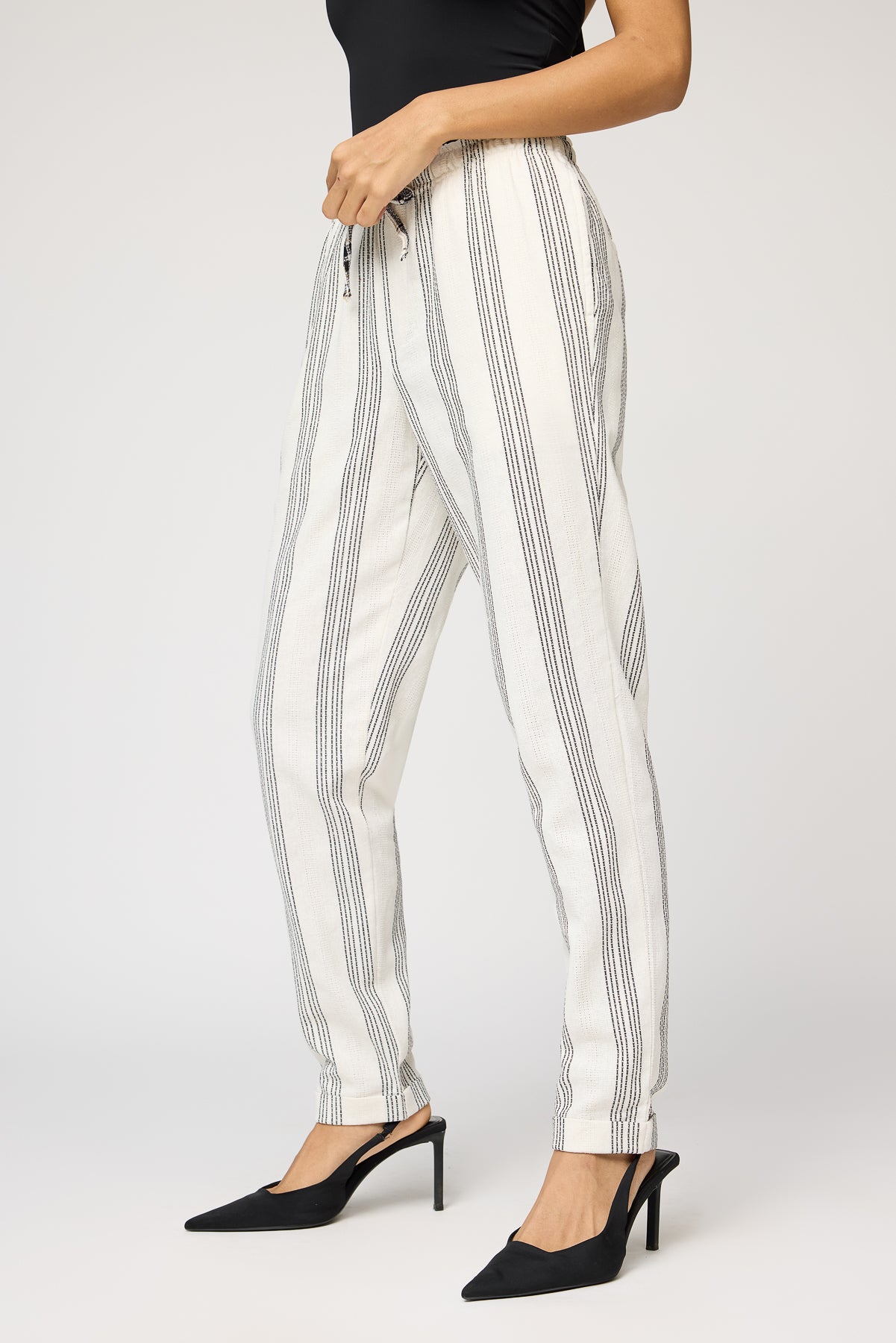 Classic White and Black Stripe Pants