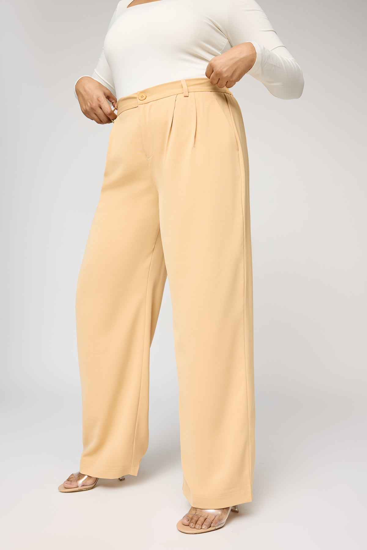 Beige Open Knit Pants