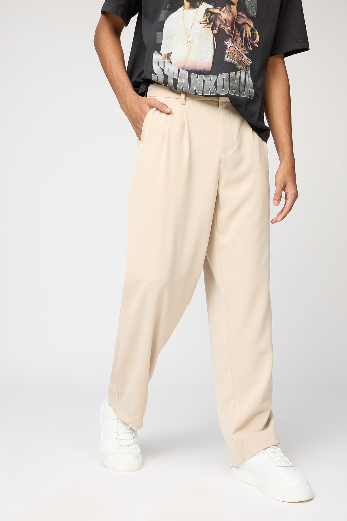 Muted Fawn Men's Pleated Korean Pants