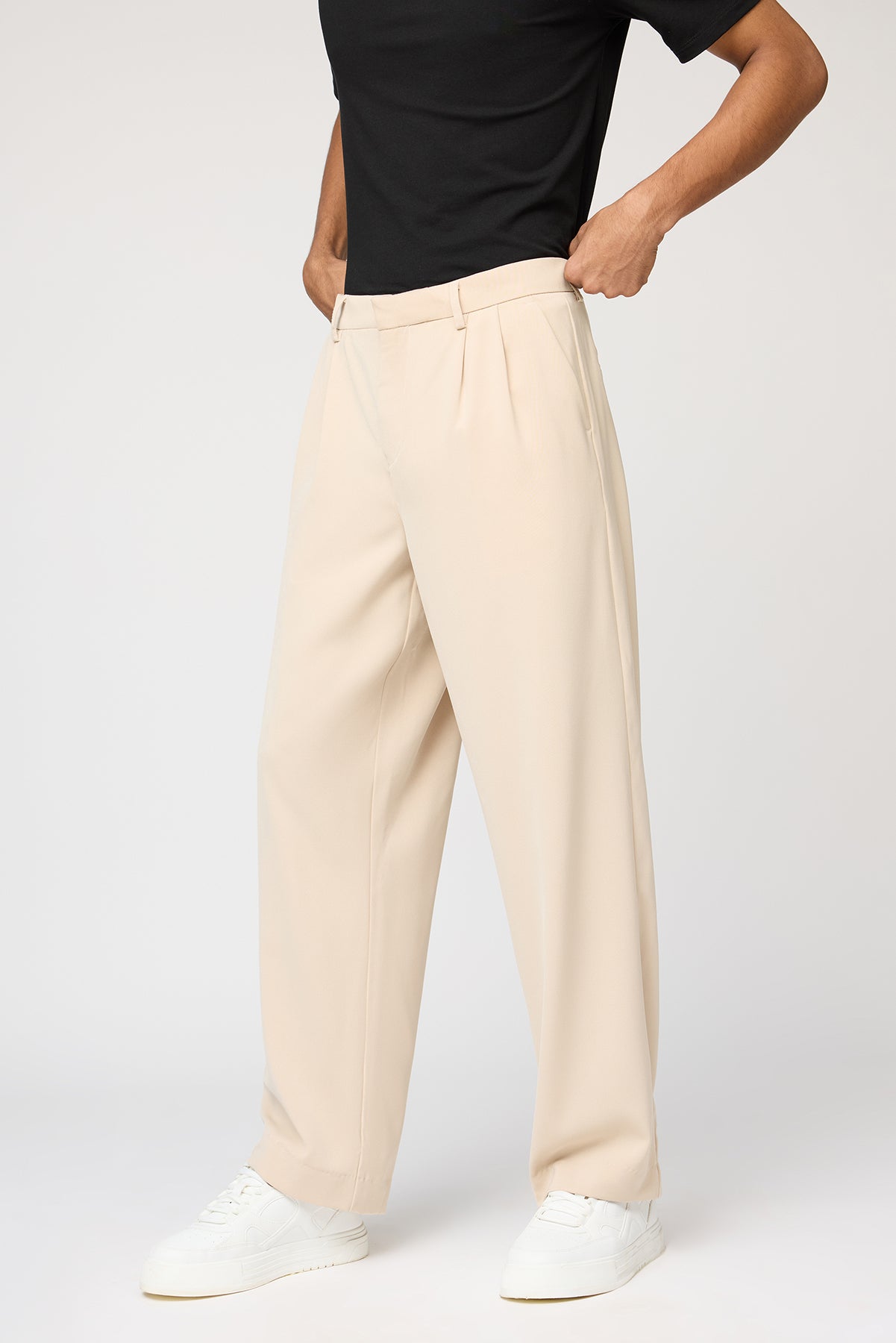 Muted Fawn Men's Pleated Korean Pants