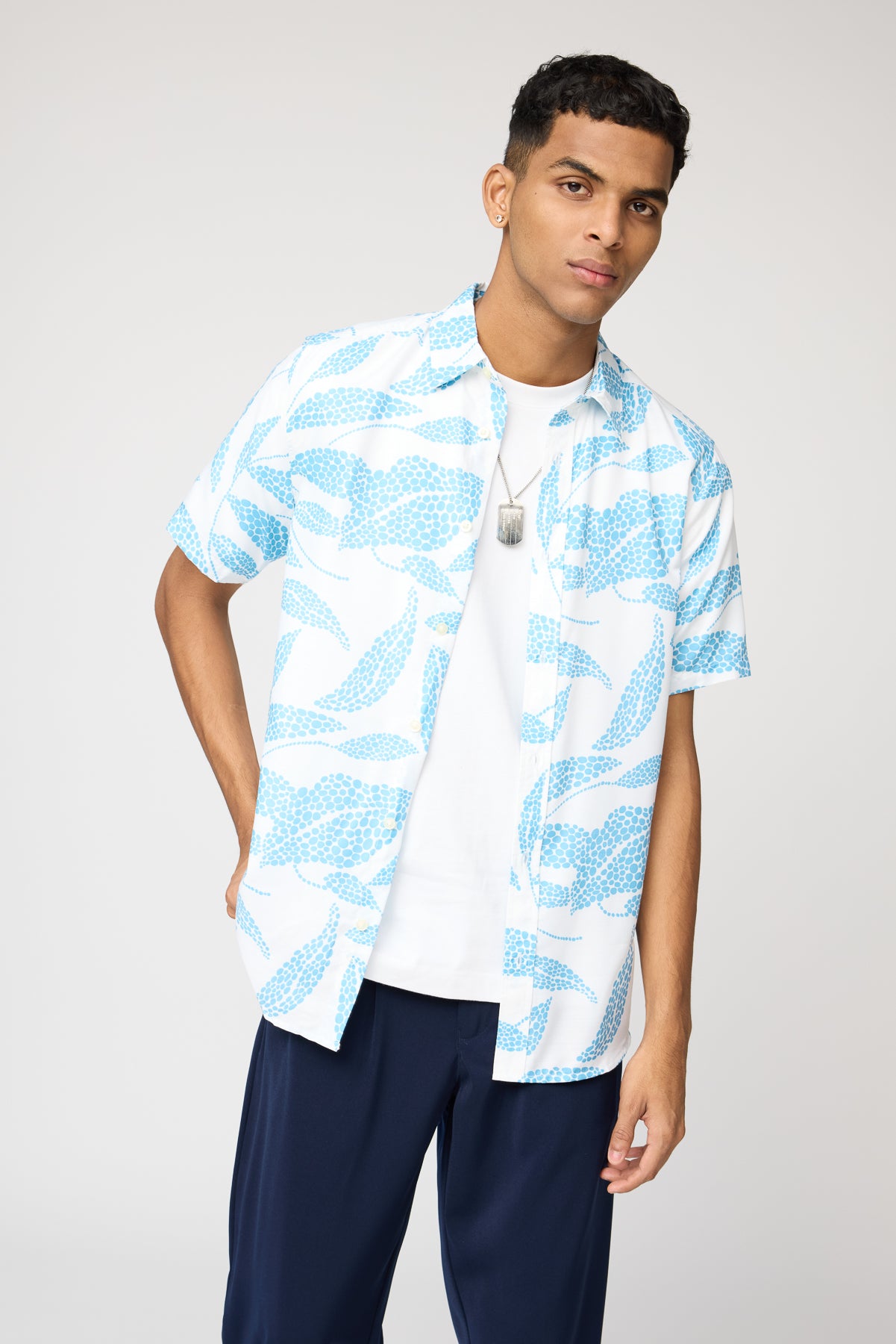 Blue Oasis Print Men's Resort Shirt