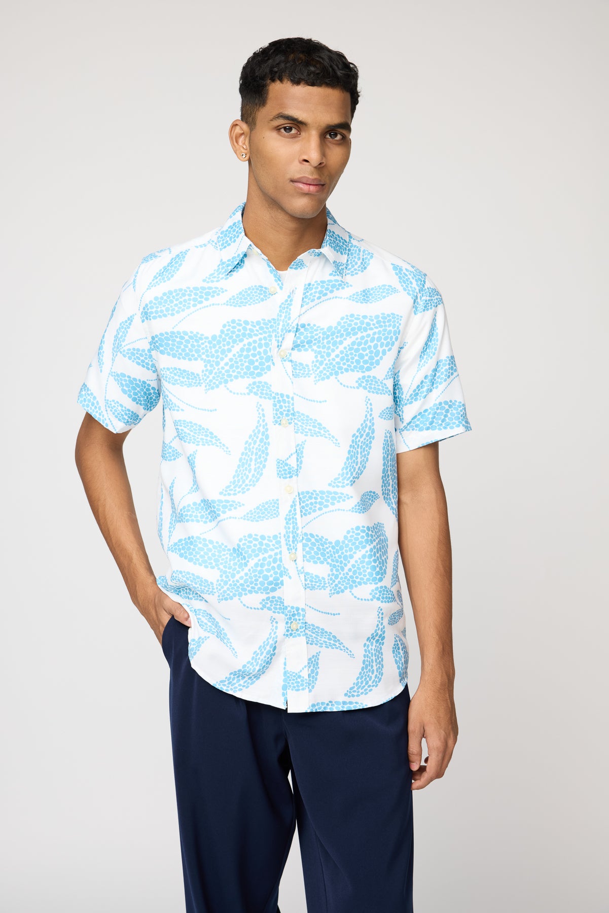 Blue Oasis Print Men's Resort Shirt