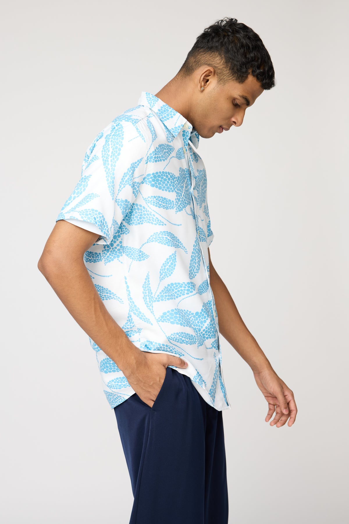 Blue Oasis Print Men's Resort Shirt