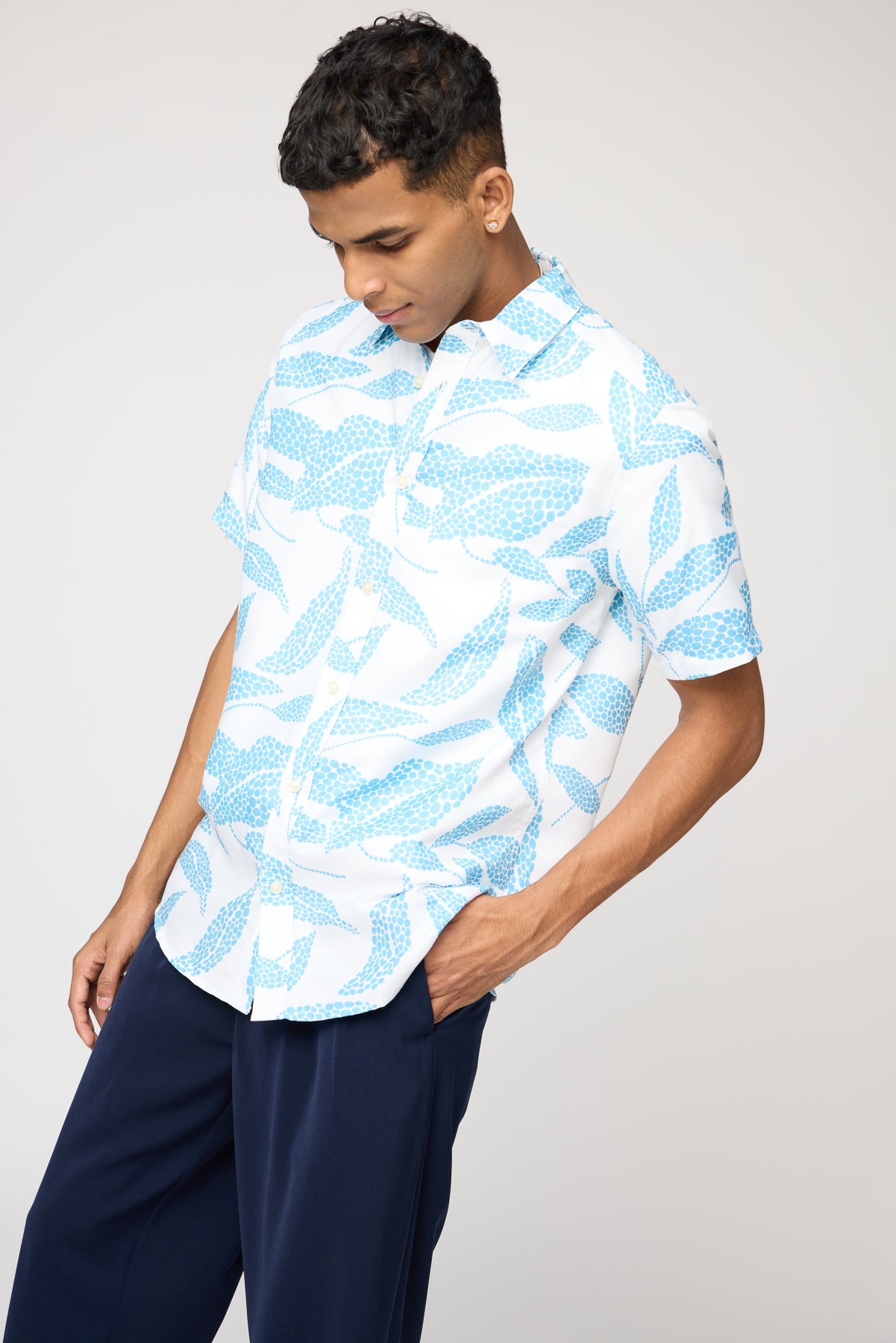 Blue Oasis Print Men's Resort Shirt