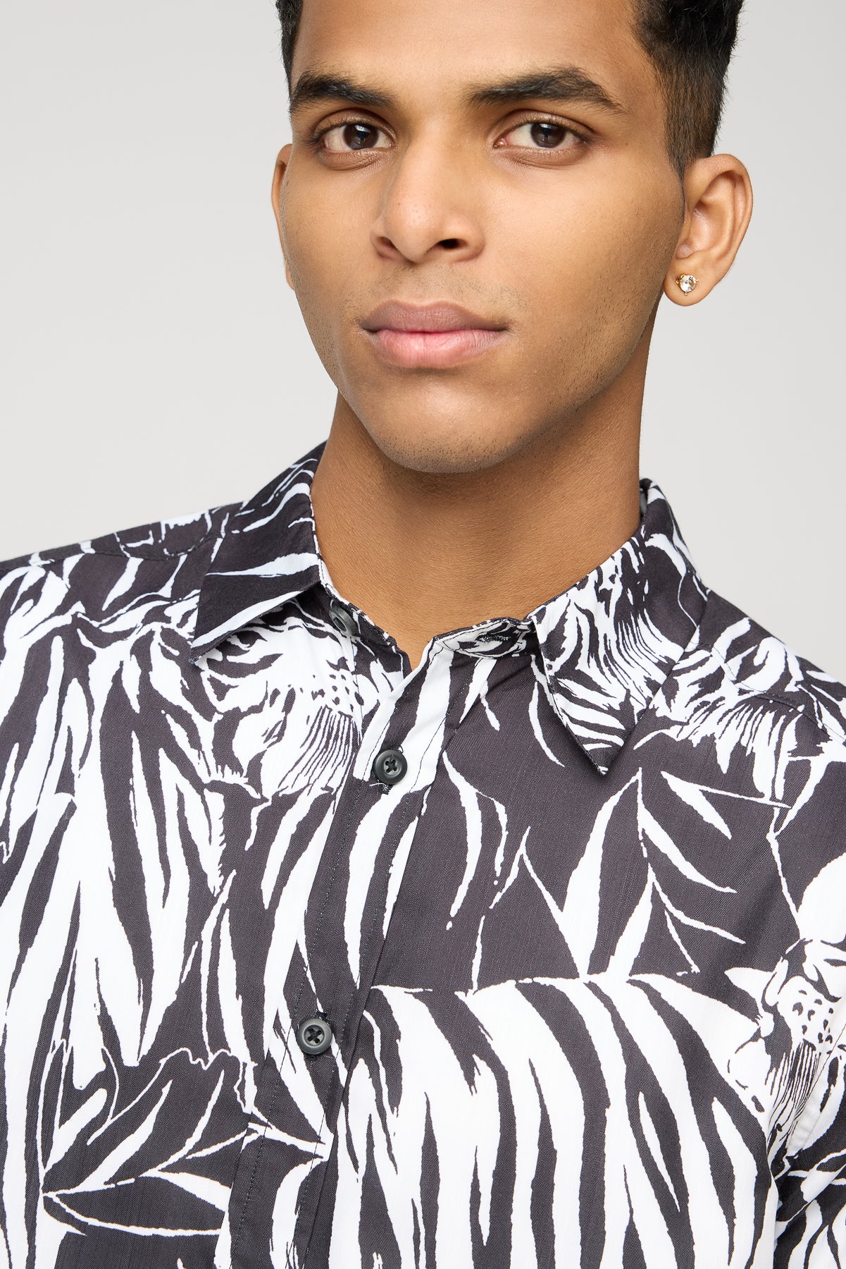 Urban Jungle Black & White Men's Resort Shirt