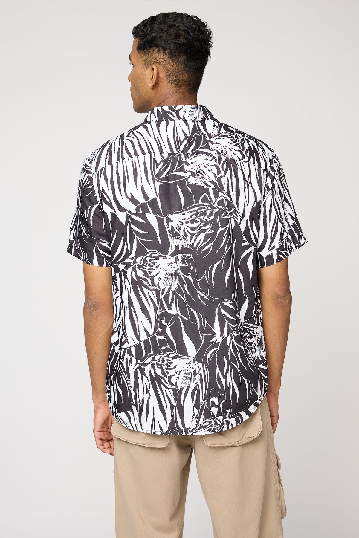 Urban Jungle Black & White Men's Resort Shirt