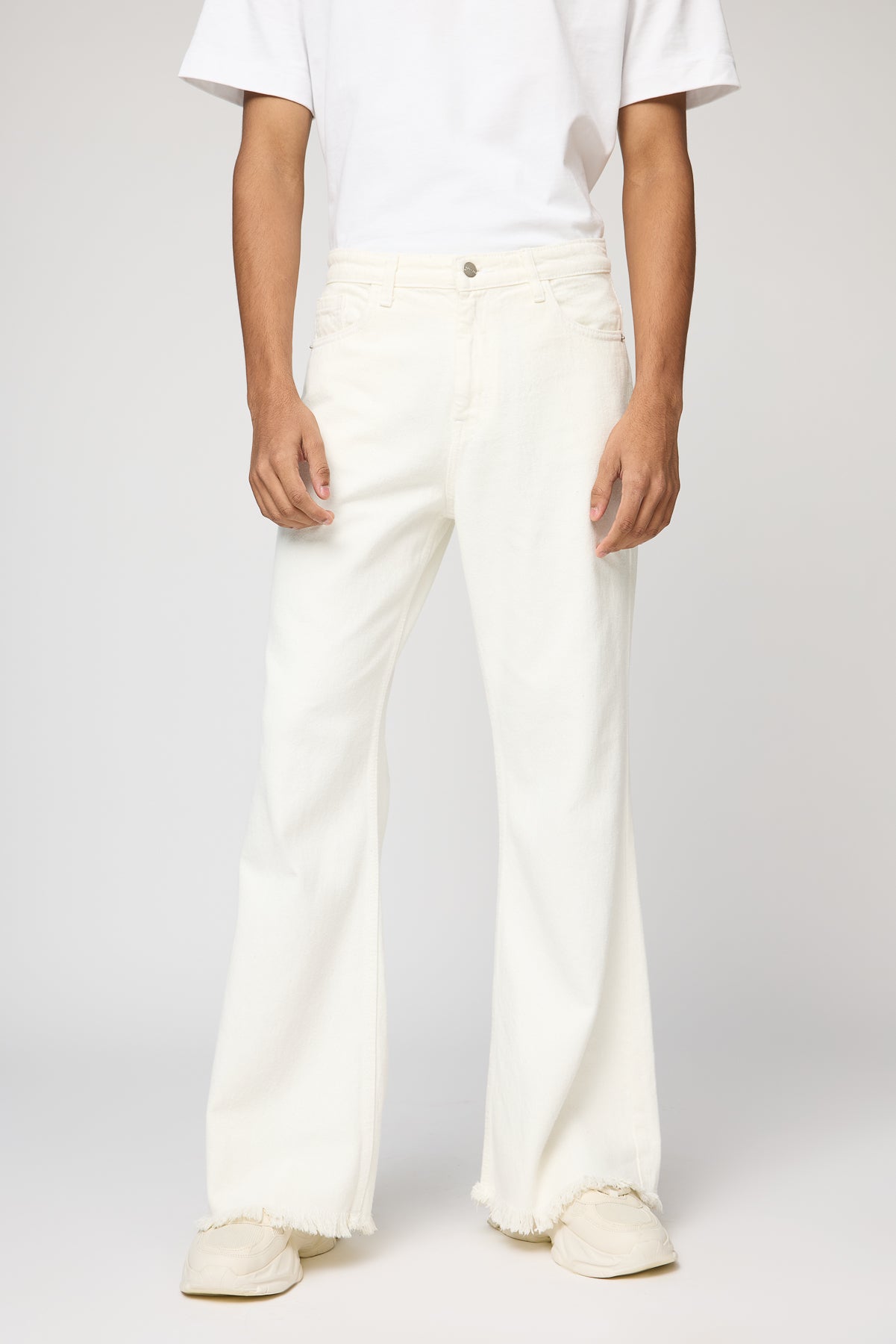 【GRAVER】Zipper white flower white clip bootcut pants Bootcut Pants - Cream - Ladies | H&M CA
